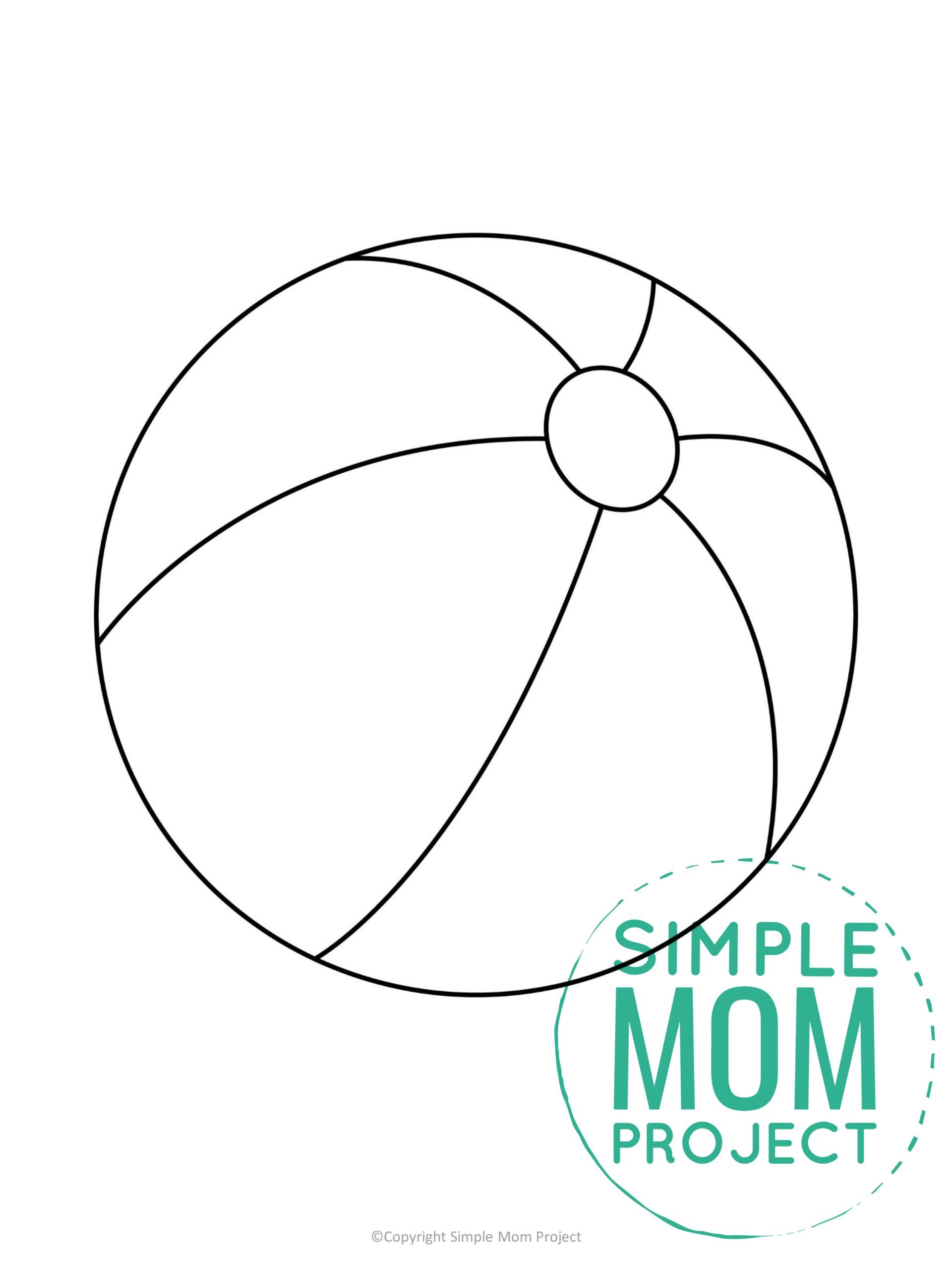 Free printable beach ball template for kids, preschoolers, and toddlers