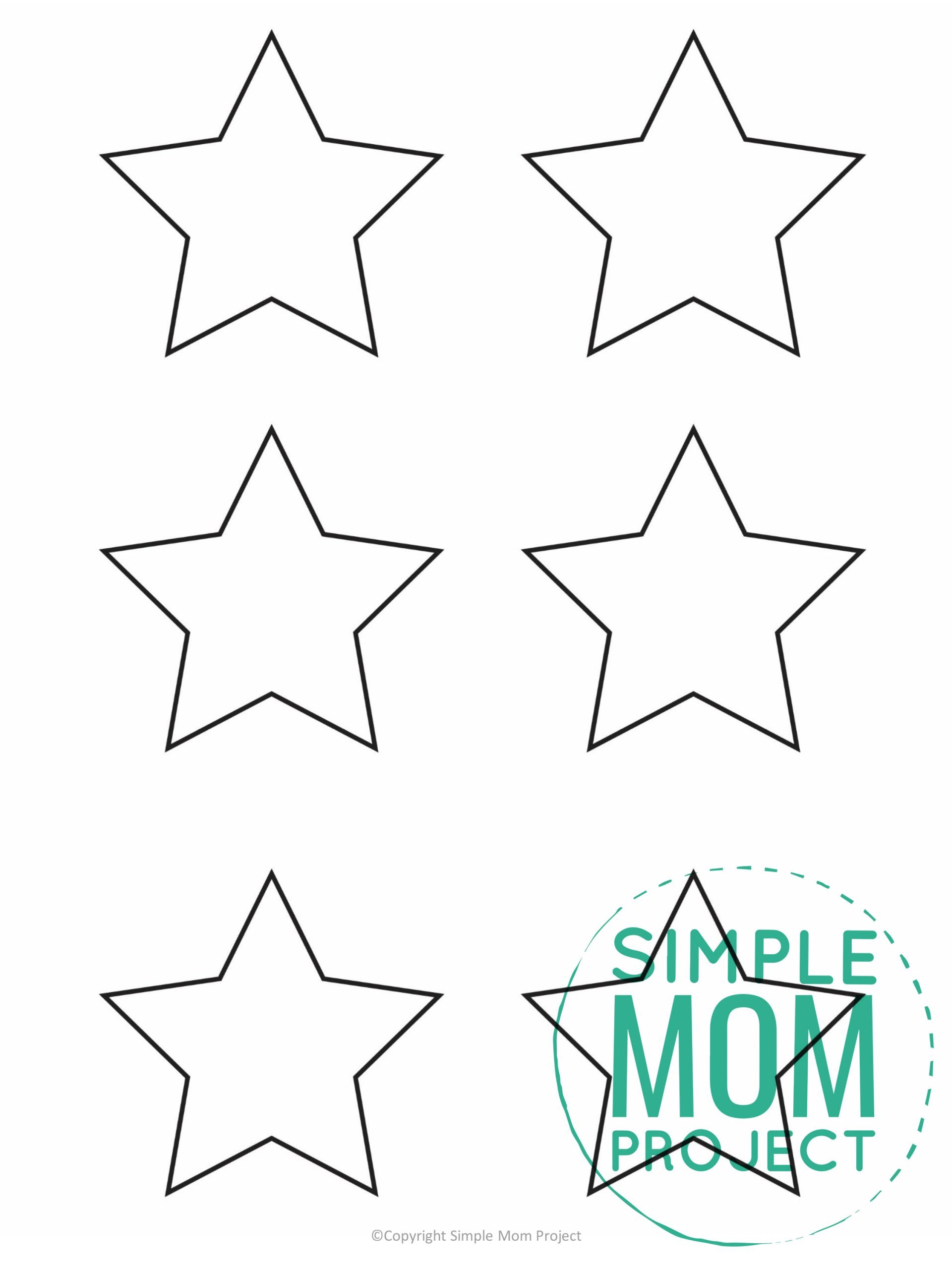 Free printable star template for kids, preschoolers, and toddlers