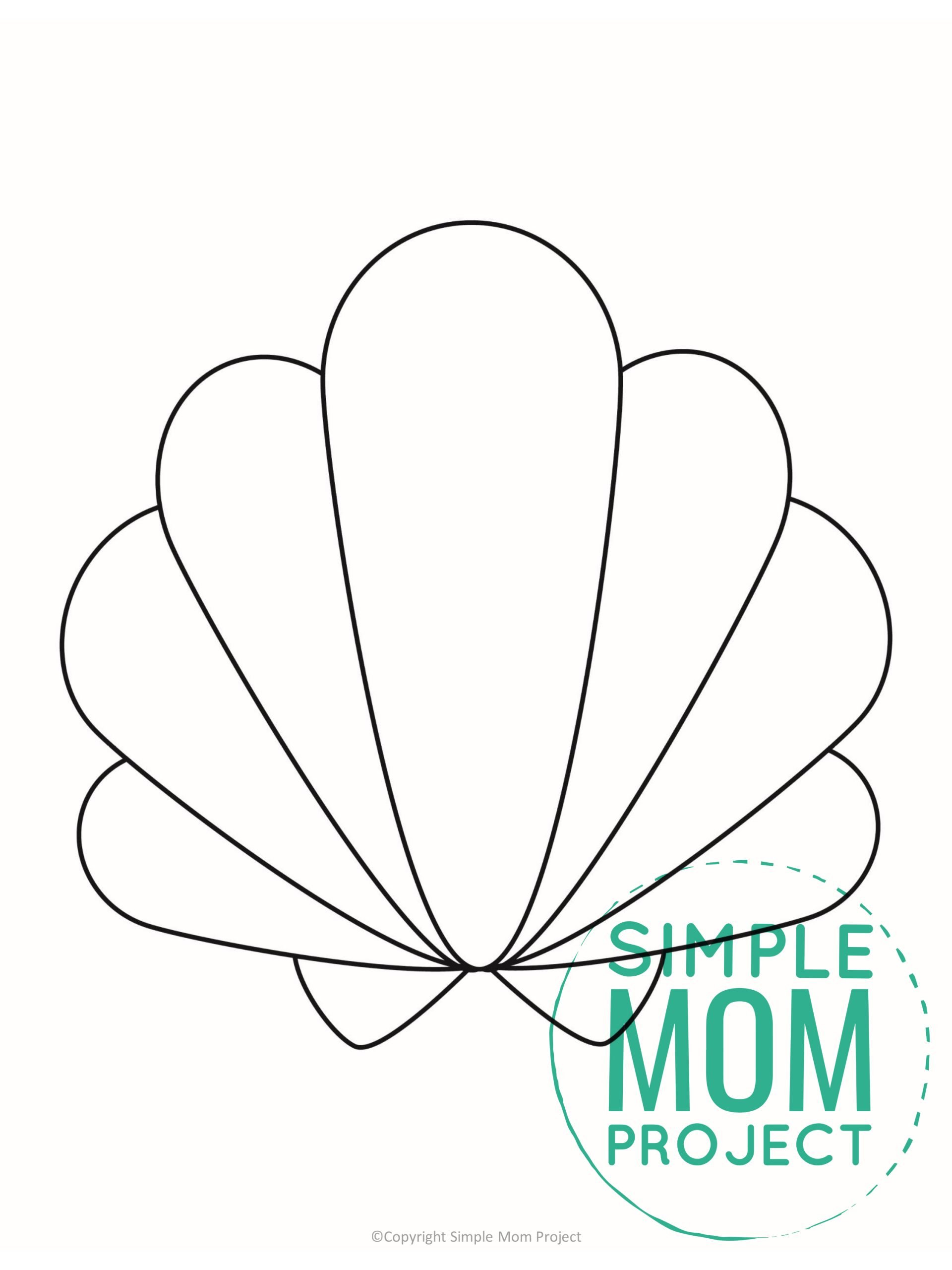 Free printable seashell template for kids, preschoolers, and toddlers