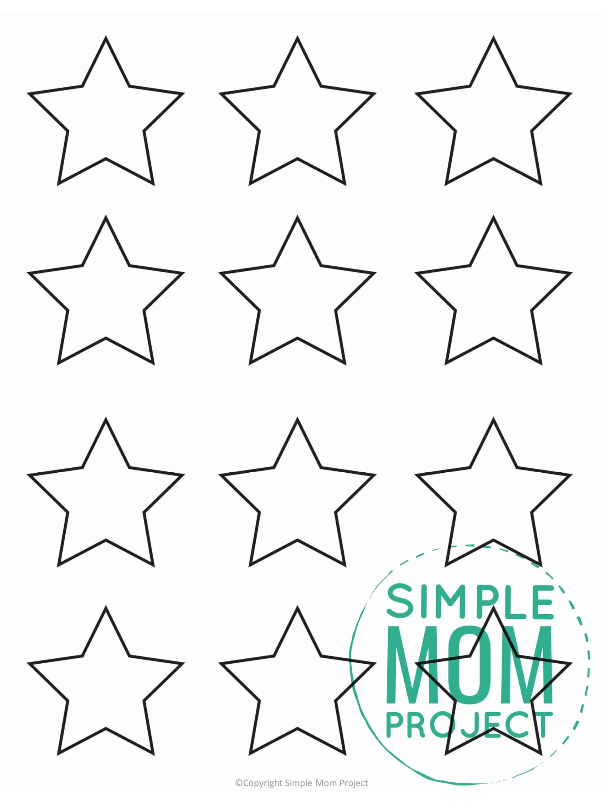 Free printable star template for kids, preschoolers, and toddlers