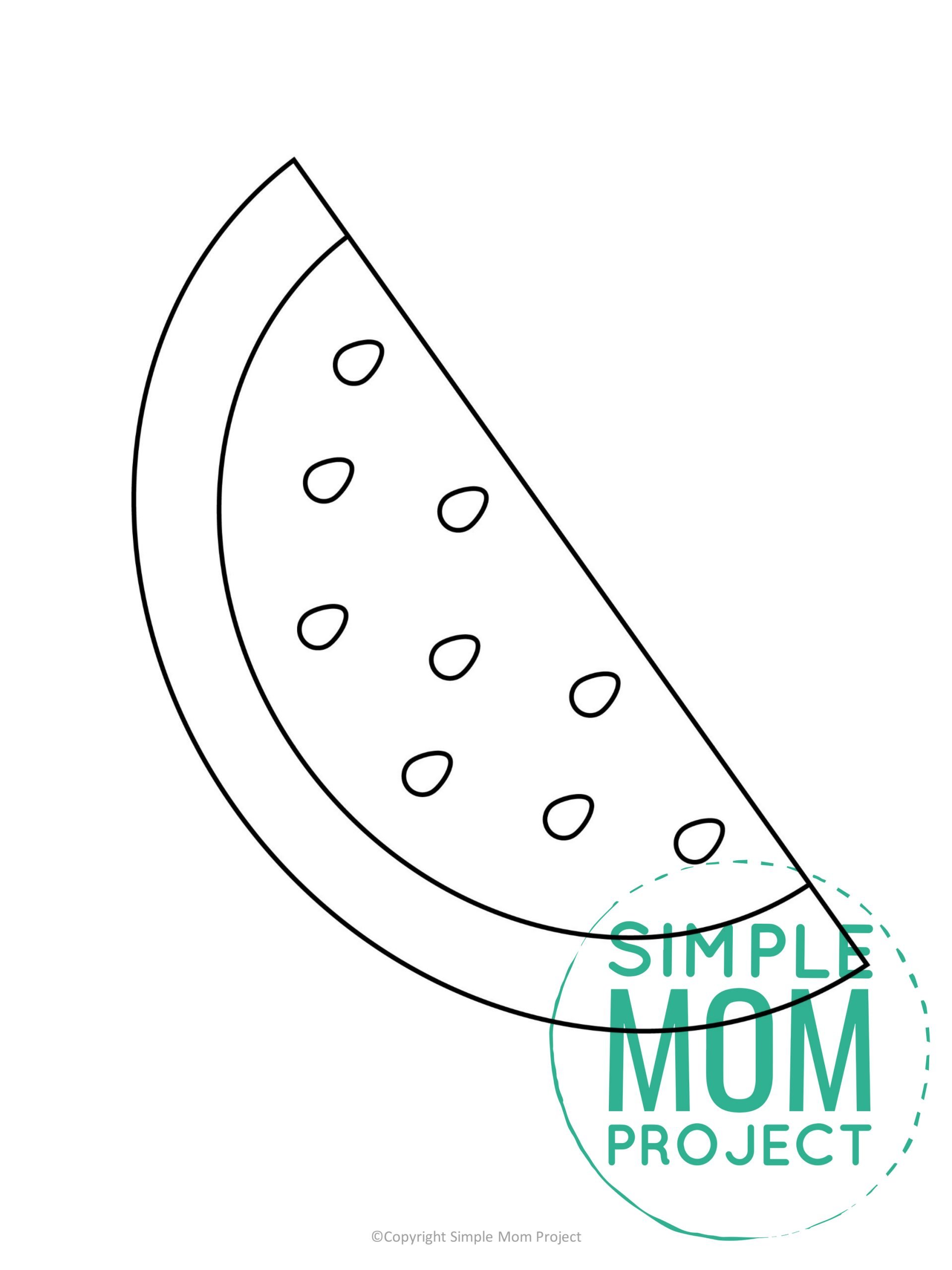 Free printable watermelon template for kids, preschoolers and toddlers