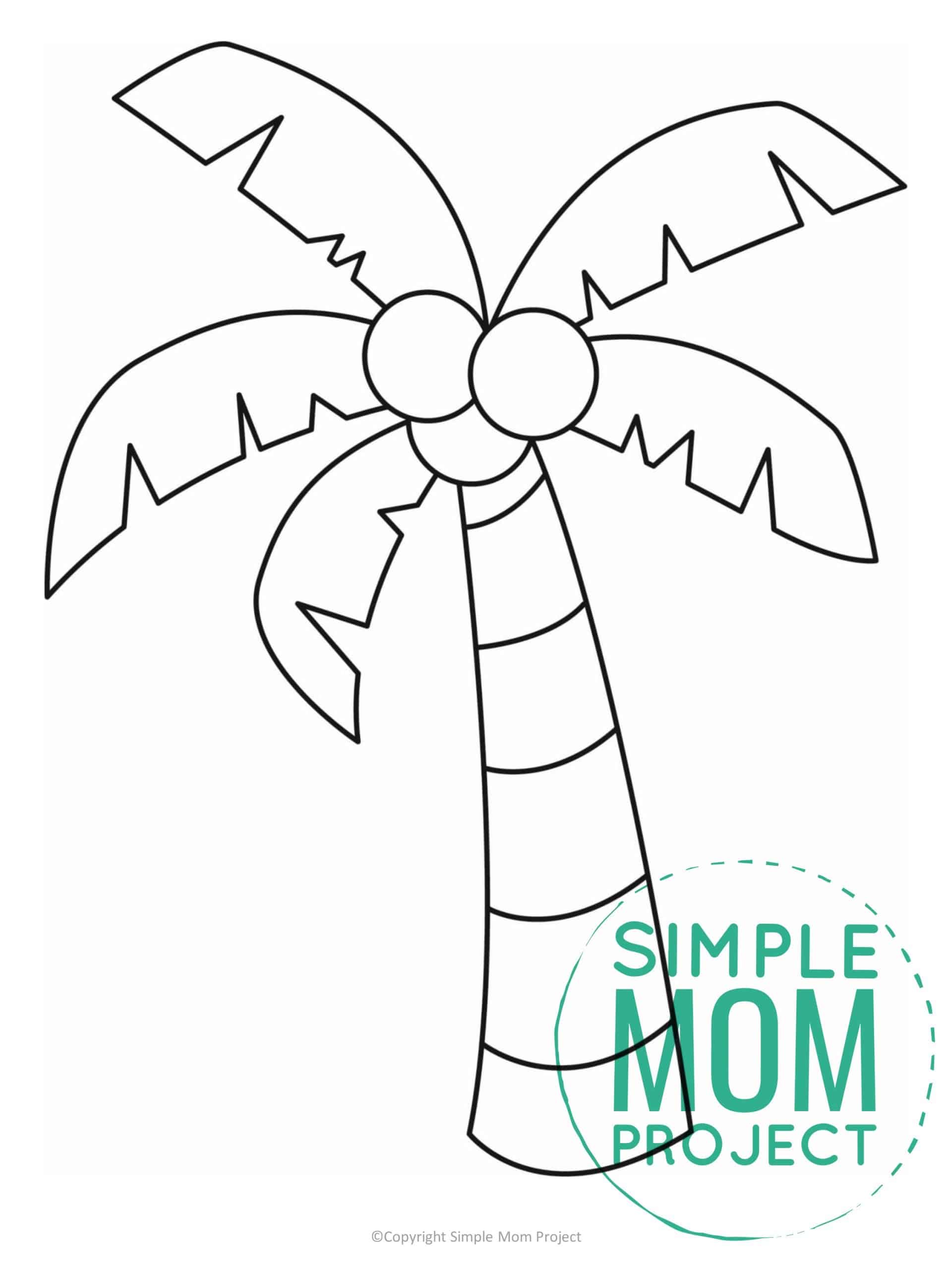 Free printable palm tree template for kids, preschoolers, and toddlers