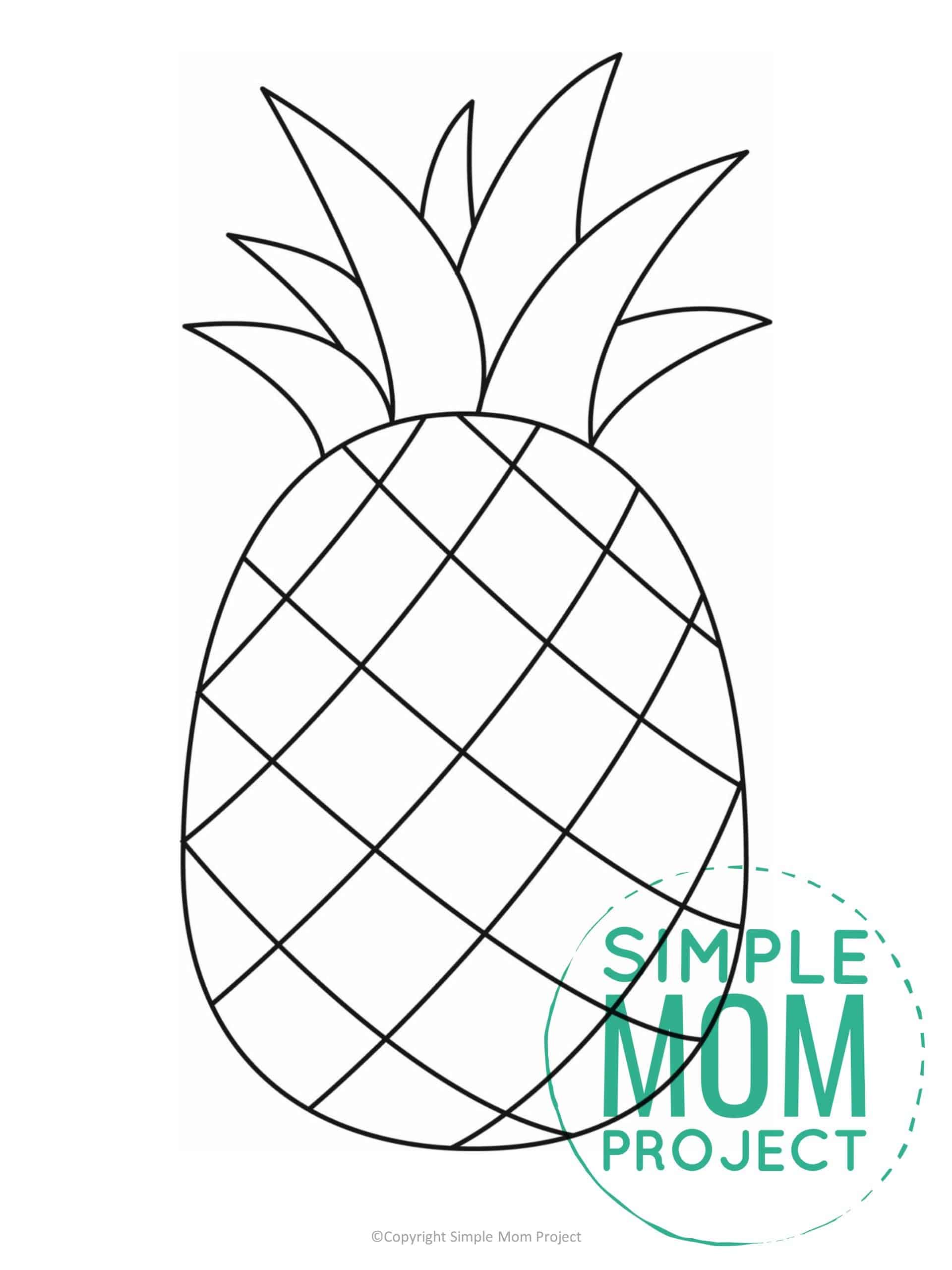 Free printable pineapple template for kids, preschoolers and toddlers