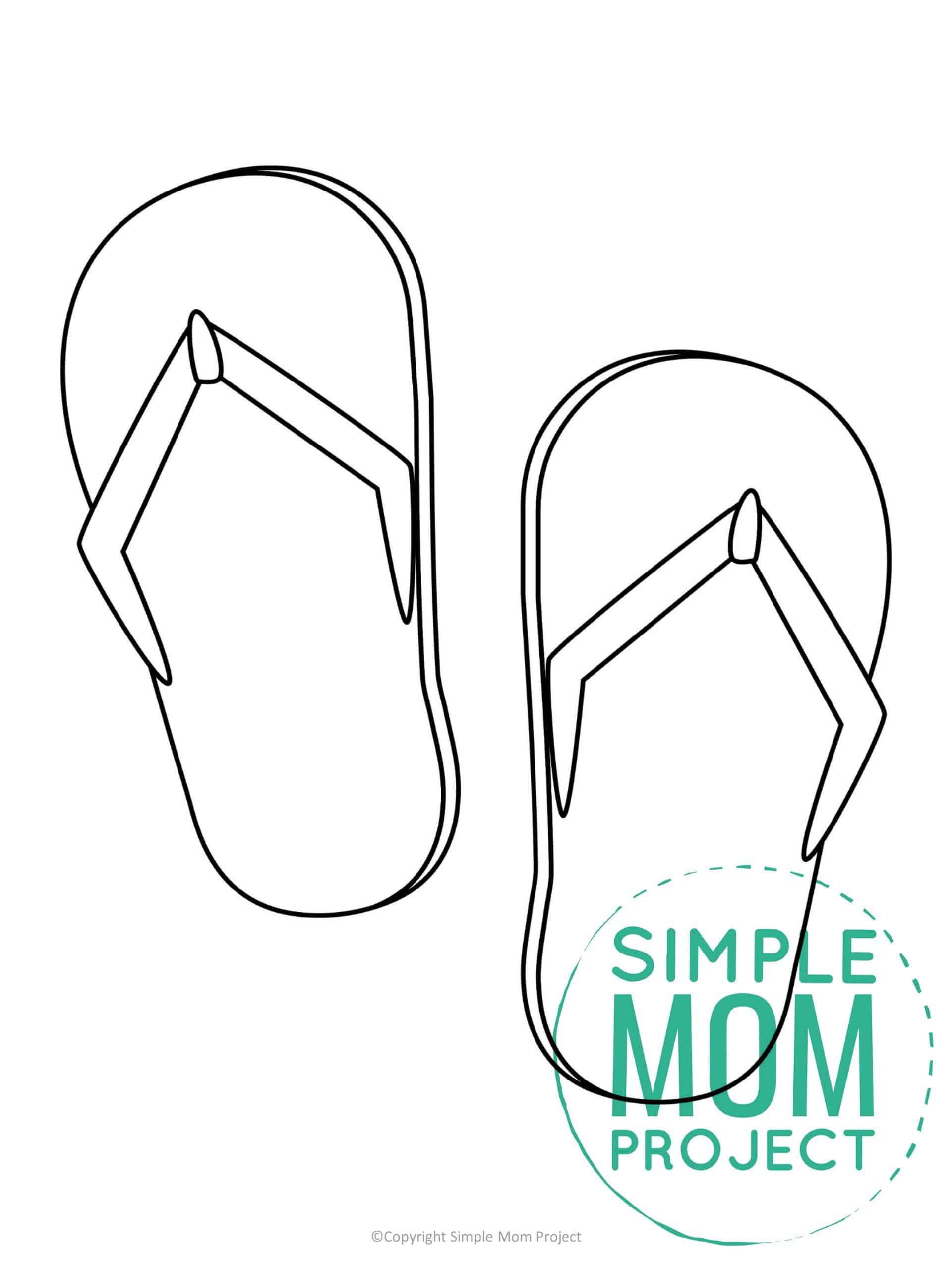 Free printable flip flops template for kids, preschoolers, and toddlers
