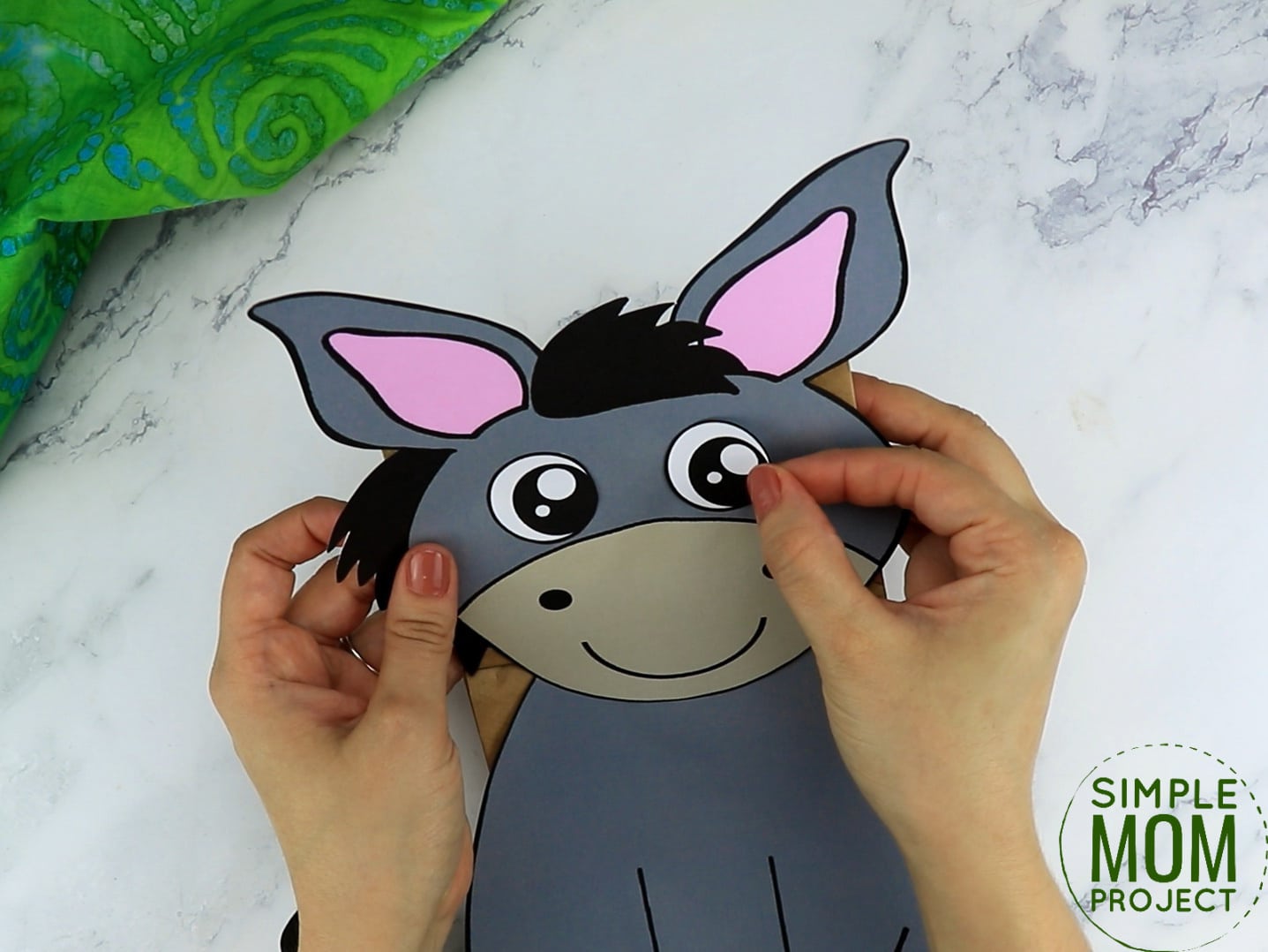 Free Printable Donkey Paper Bag Puppet Template for Kids Preschoolers and toddlers