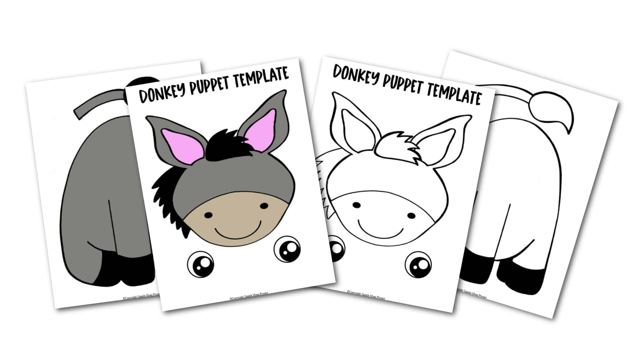 Free Printable Donkey Paper Bag Puppet Template for Kids Preschoolers and toddlers