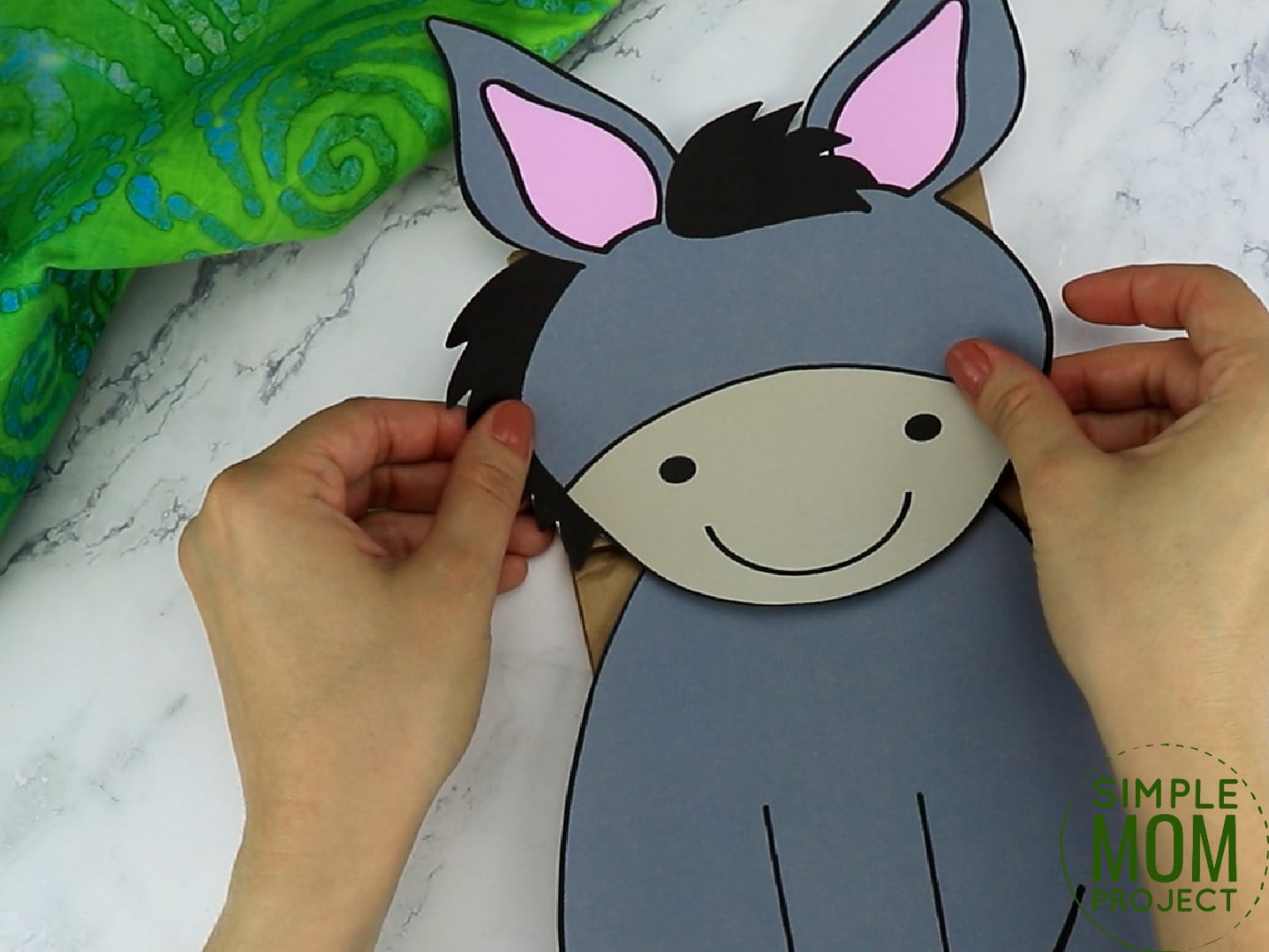 Free Printable Donkey Paper Bag Puppet Template for Kids Preschoolers and toddlers