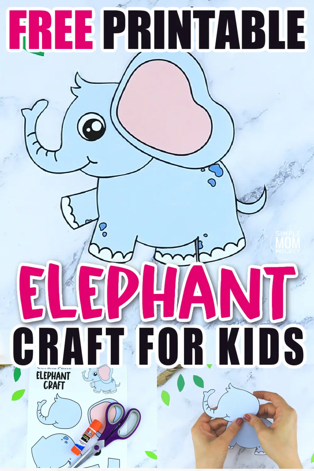Free Printable Elephant Craft for preschoolers, toddlers and kindergartners 8