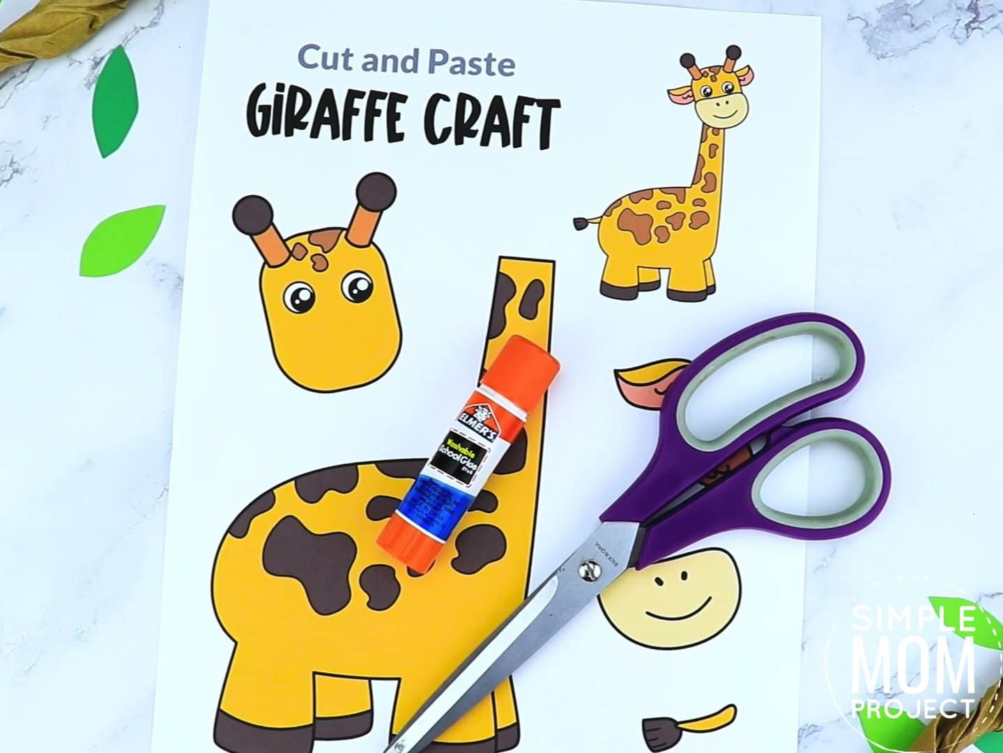 Free Printable Giraffe Craft for preschoolers, toddlers and kindergartners