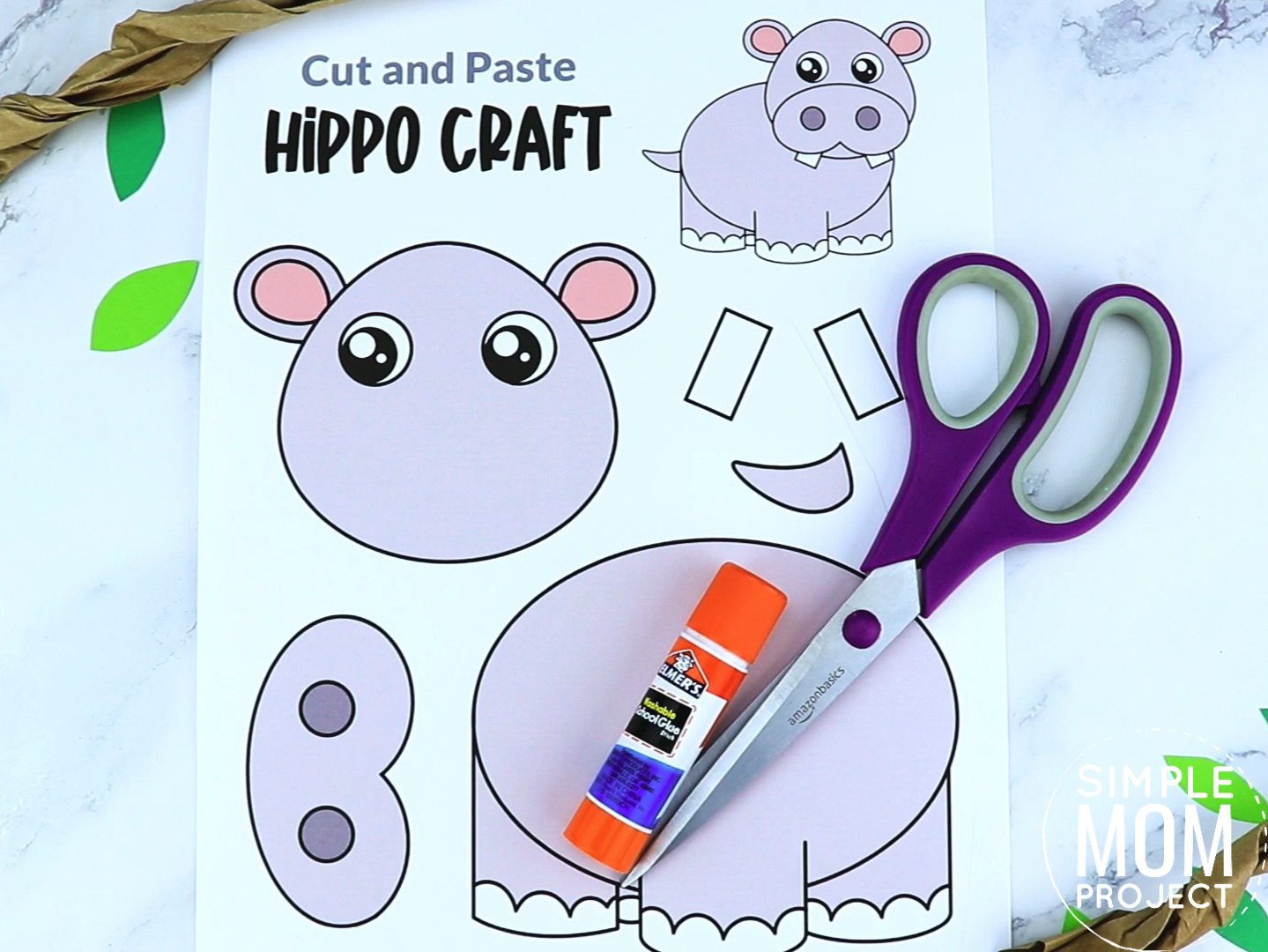 Free Printable Hippo Craft for preschoolers, toddlers and kindergartners