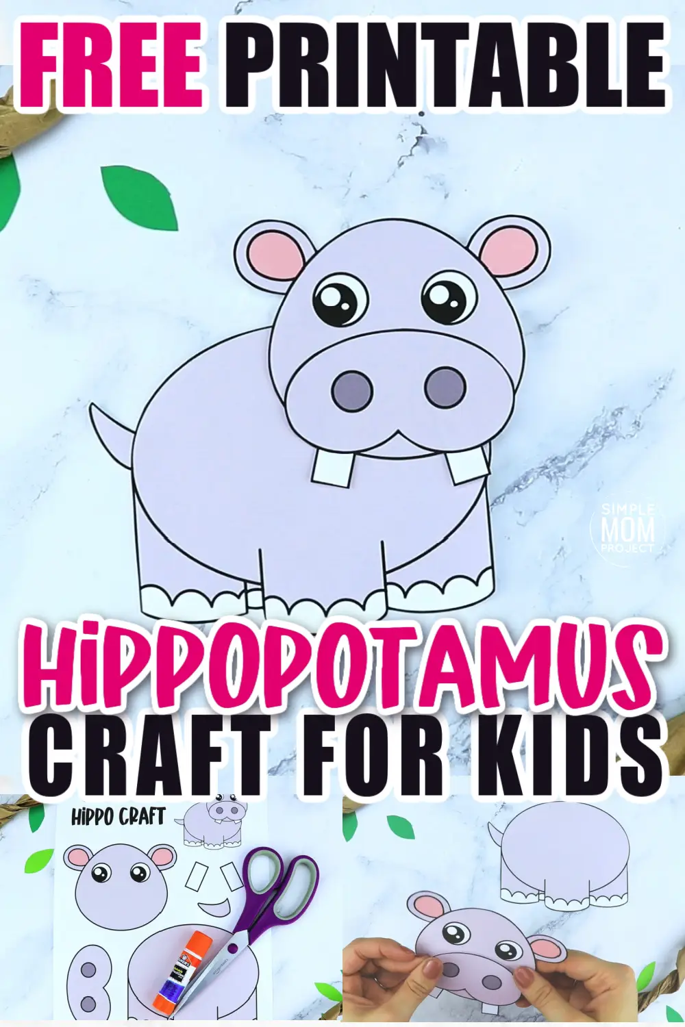 Free Printable Hippo Craft for preschoolers, toddlers and kindergartners 8