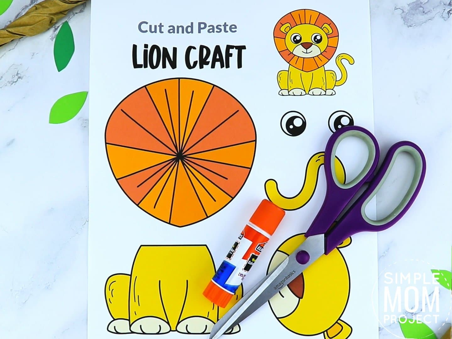 Free Printable Lion Craft for preschoolers, toddlers and kindergartners