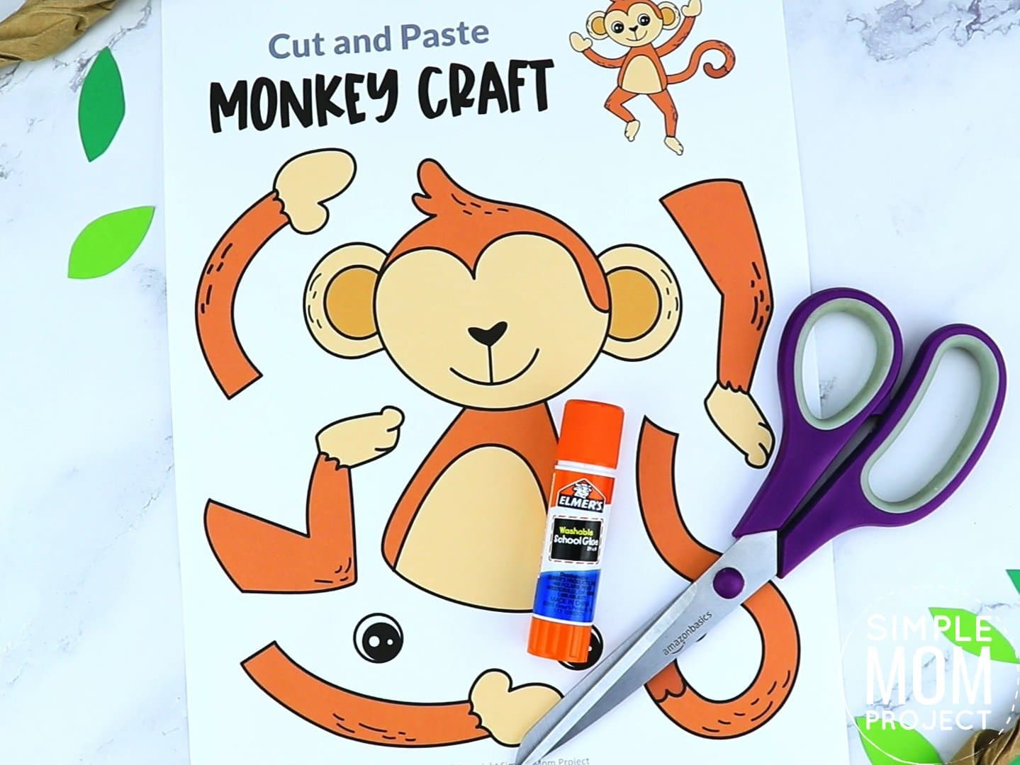 Free Printable Monkey Craft for preschoolers, toddlers and kindergartners