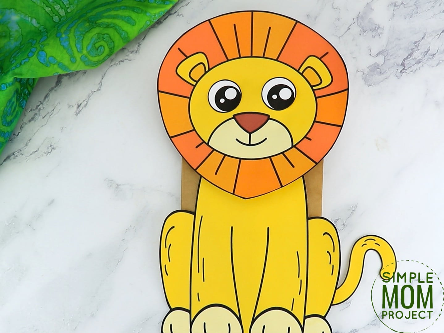Free Printable Paper Bag Lion Puppet Craft for Kids preschoolers and toddlers