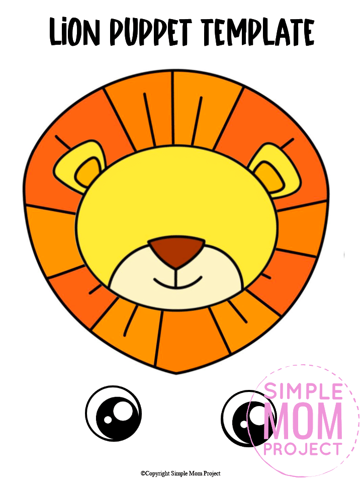 Free Printable Paper Bag Lion Puppet Craft for Kids preschoolers and toddlers