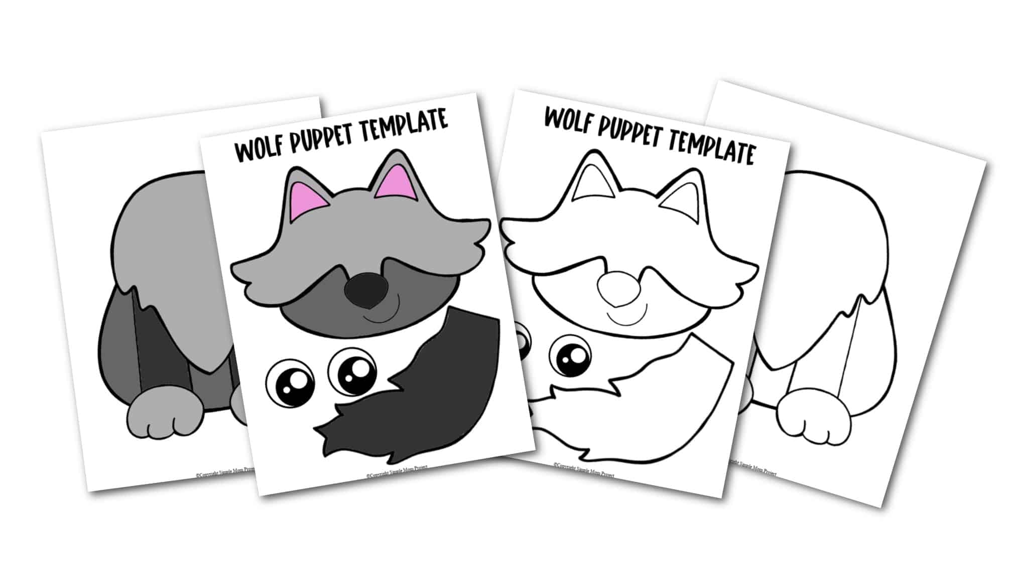 Free Printable Paper Bag Wolf Puppet Craft for Kids preschoolers and toddlers