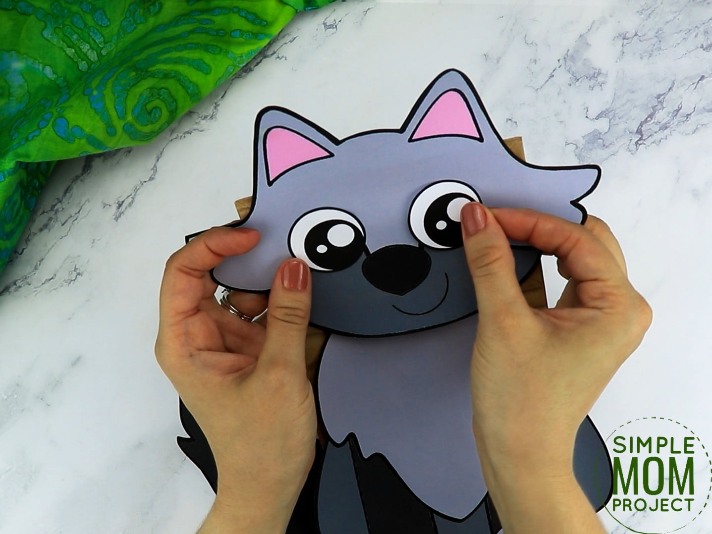 Free Printable Paper Bag Wolf Puppet Craft for Kids preschoolers and toddlers