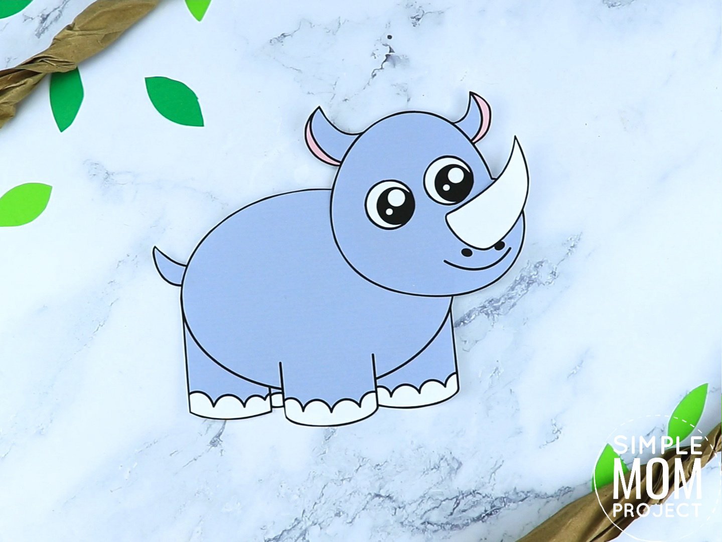 Free Printable Rhino Craft for preschoolers, toddlers and kindergartners