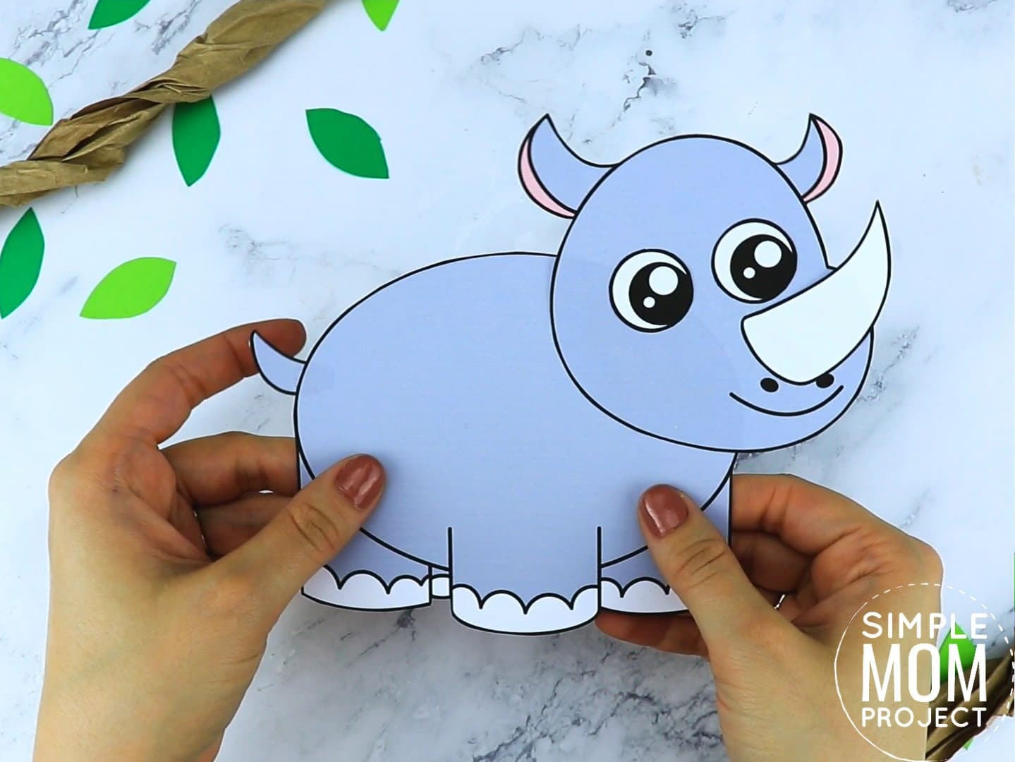 Free Printable Rhino Craft for preschoolers, toddlers and kindergartners