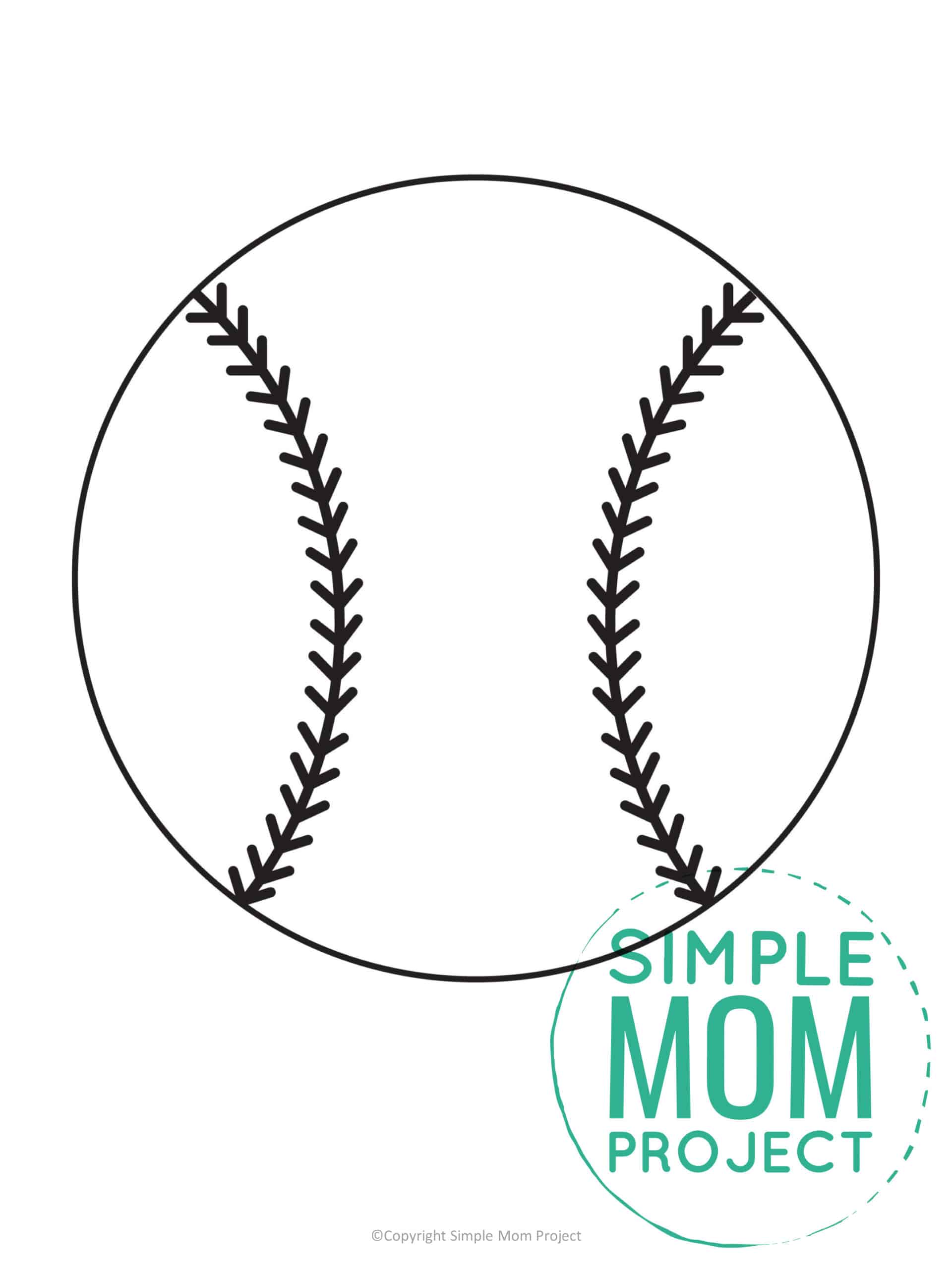 Free Printable Summer Baseball Template for Kids, preschooler and toddler