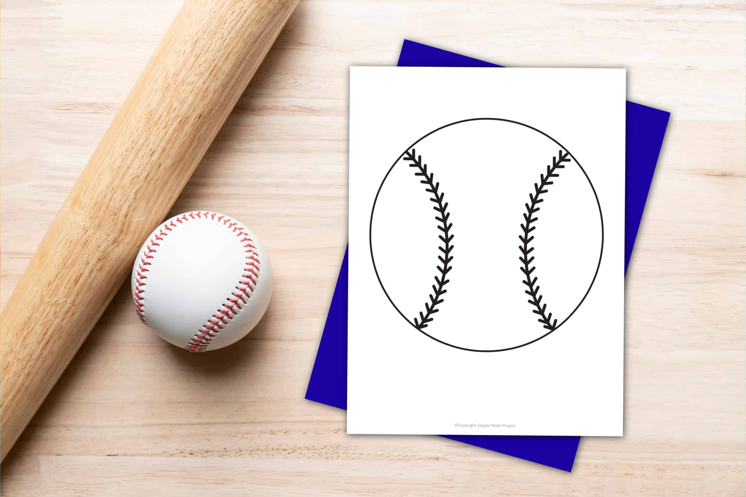 Free Printable Summer Baseball Template for Kids, preschooler and toddler