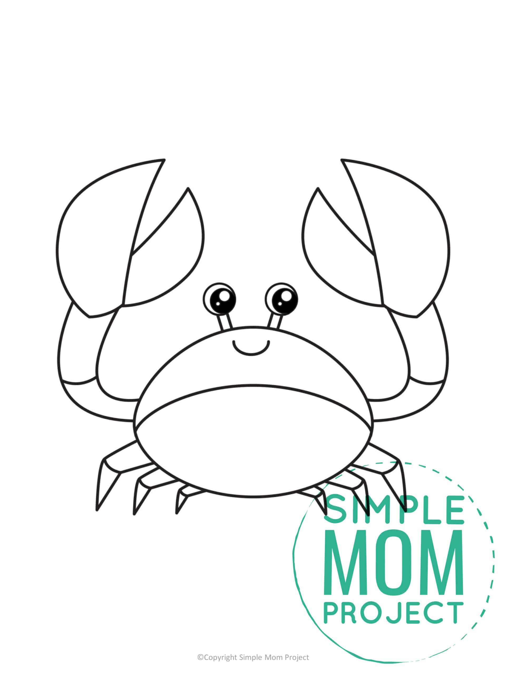 Free Printable Summer Beach Crab Template for Kids, preschooler and toddler