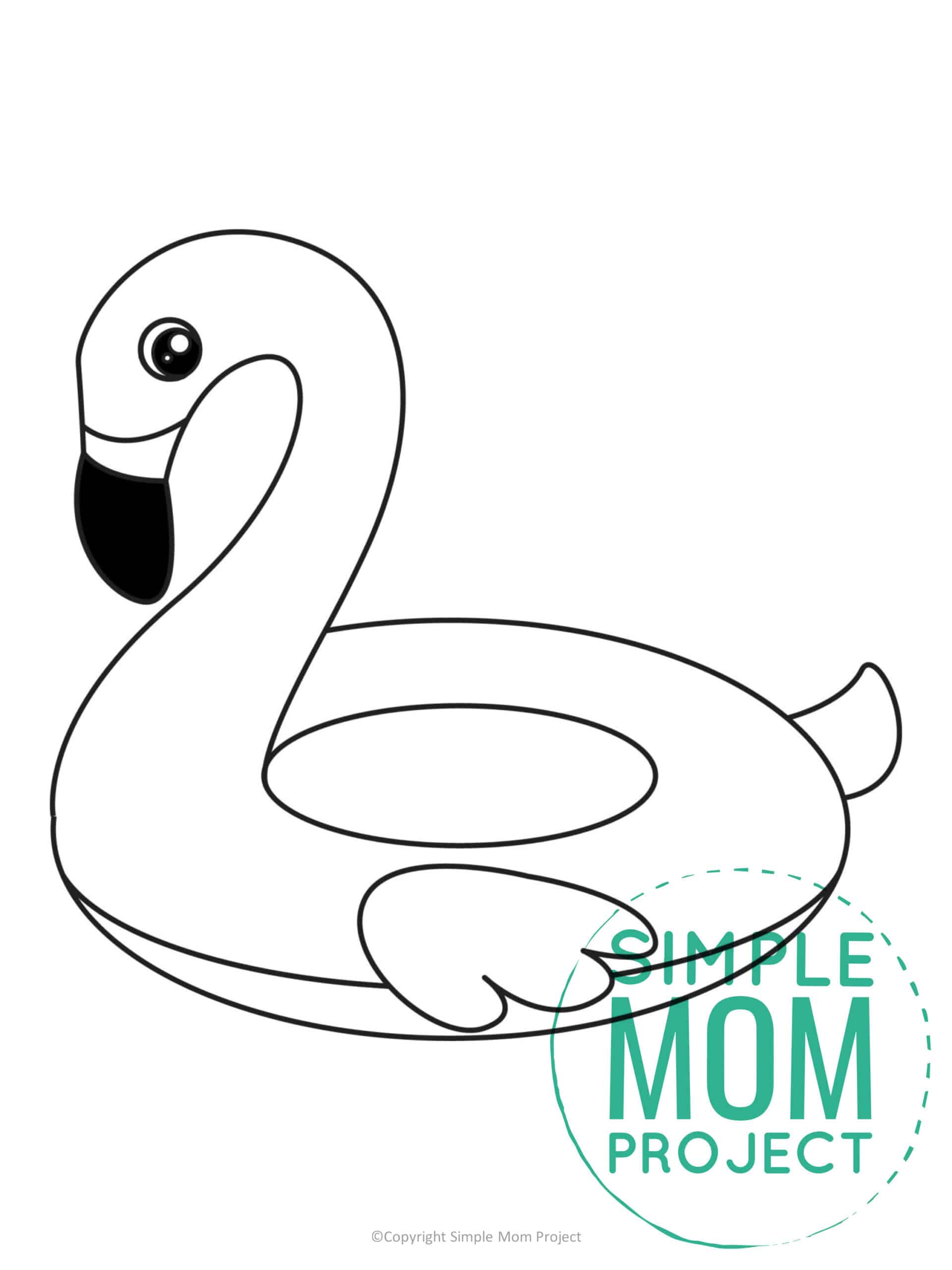 Free Printable Summer Beach Flamingo floatie Template for Kids, preschooler and toddler