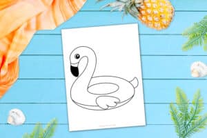 Free Printable Summer Beach Flamingo floatie Template for Kids, preschooler and toddler