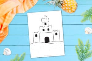 Free Printable Summer Beach Sandcastle Template for Kids, preschooler and toddler