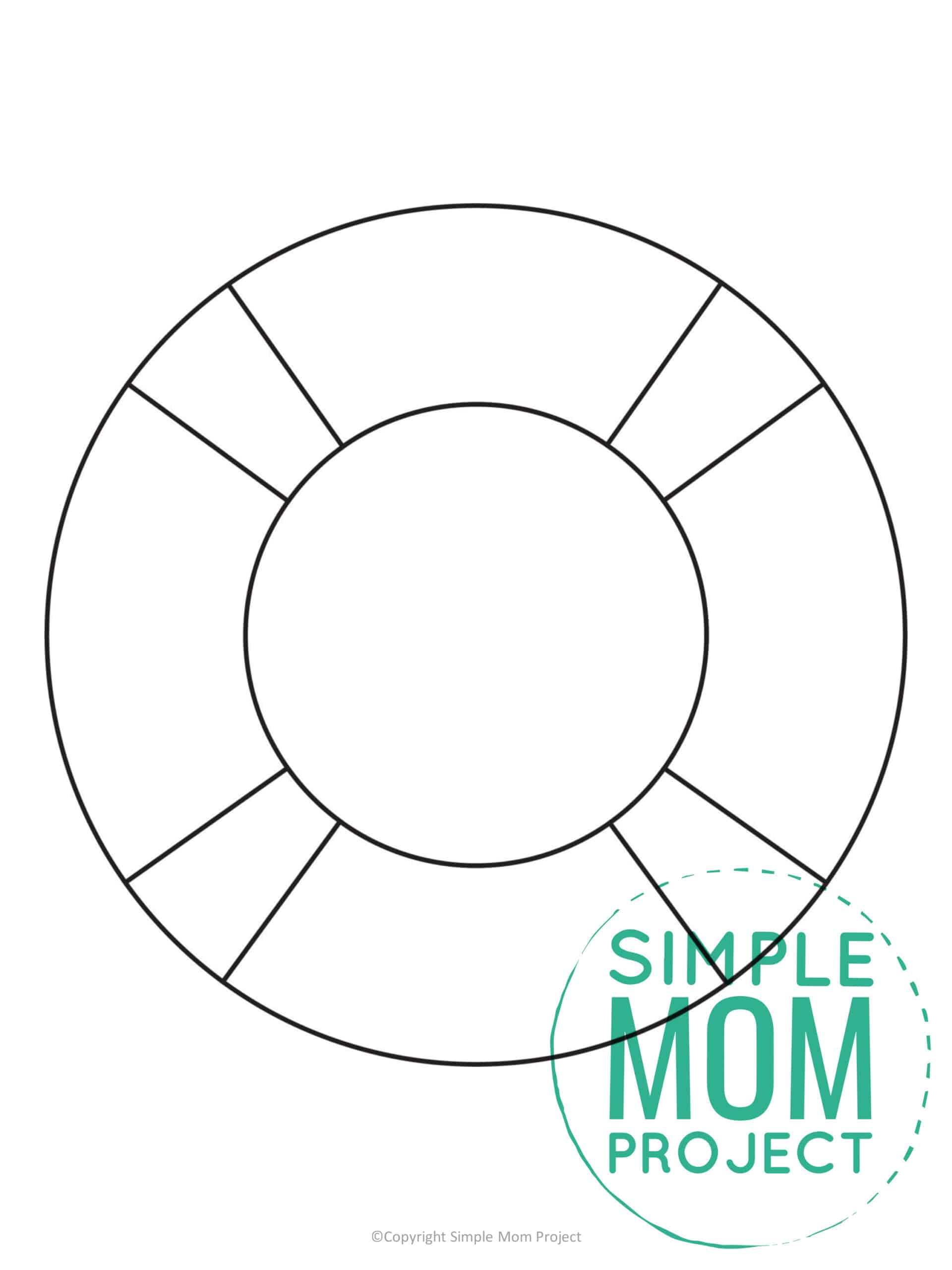 Free Printable Summer Beach life preserver Template for Kids, preschooler and toddler