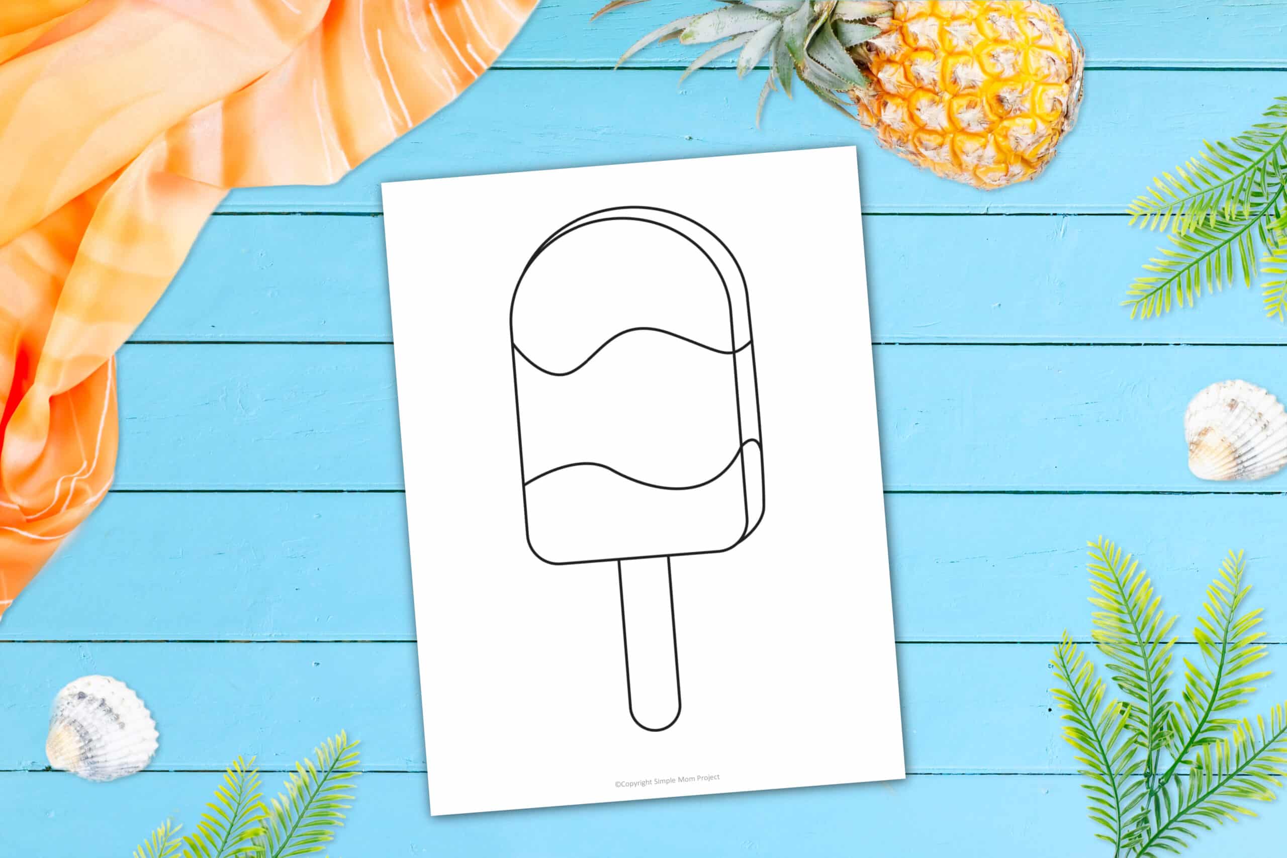 Free Printable Summer Popsicle Template for Kids, preschooler and toddler