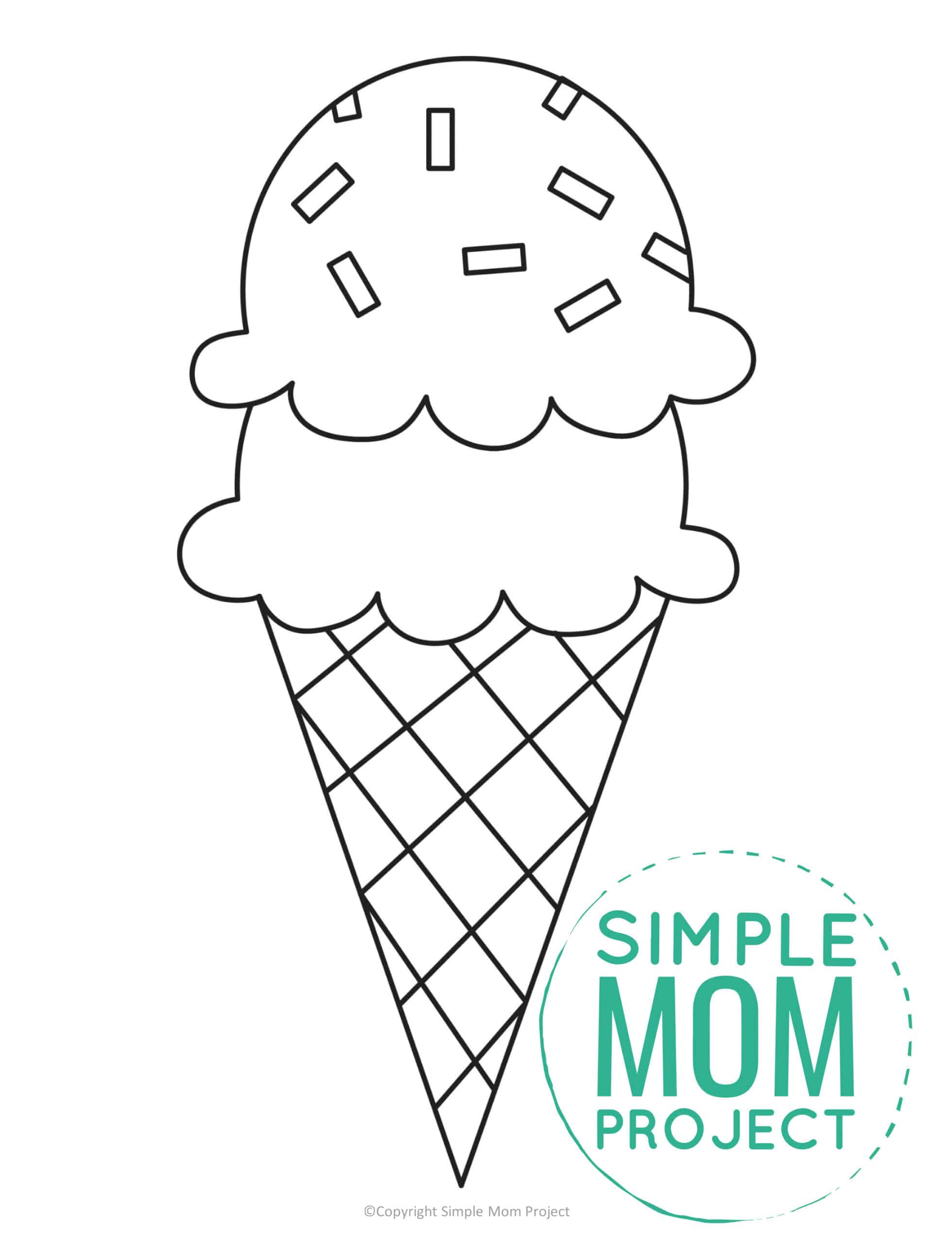 Free Printable Summer Icecream Template for Kids, preschooler and toddler