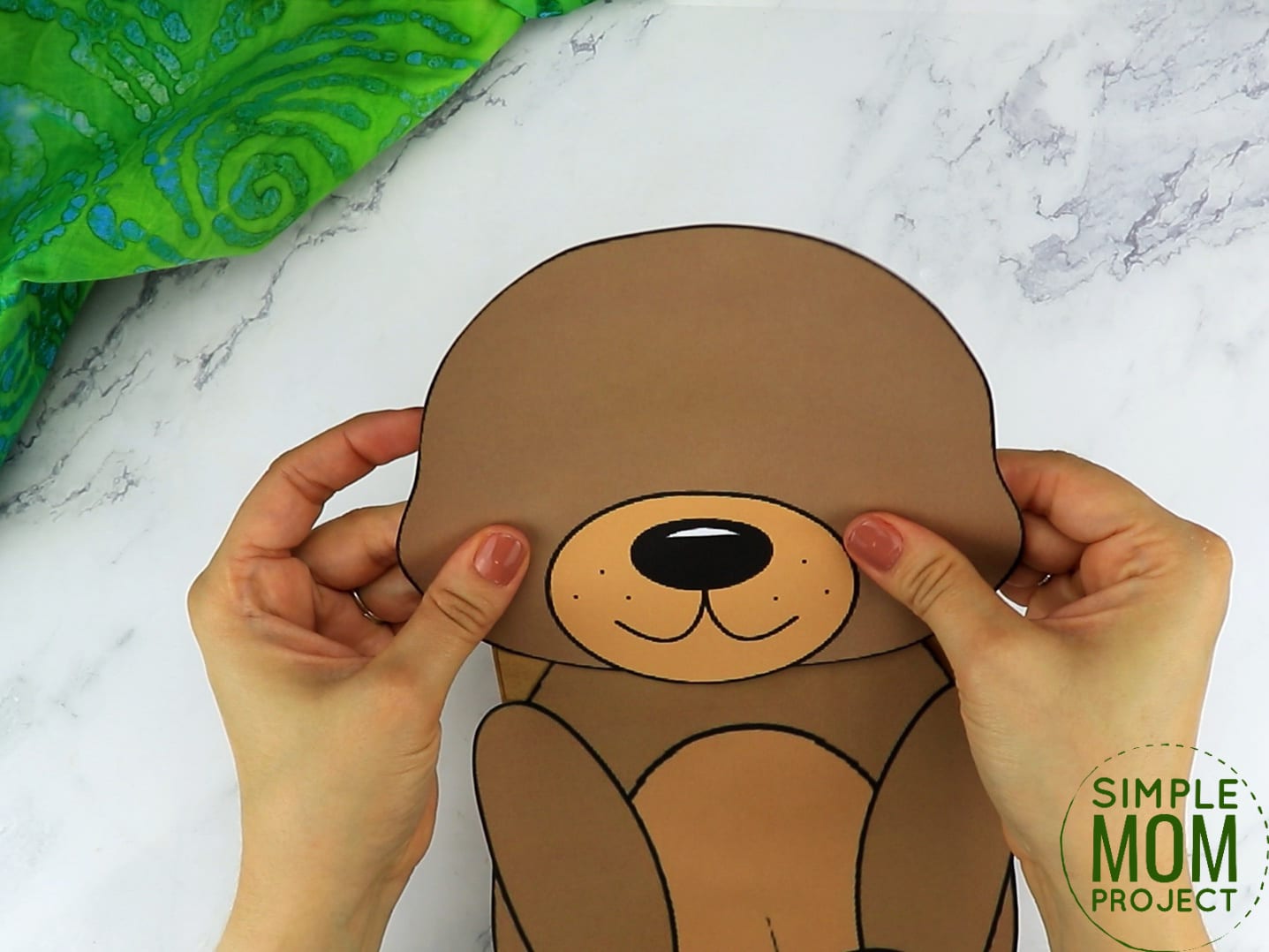 Free Printable Teddy Bear Paper Bag Puppet Template for Kids Preschoolers and toddlers