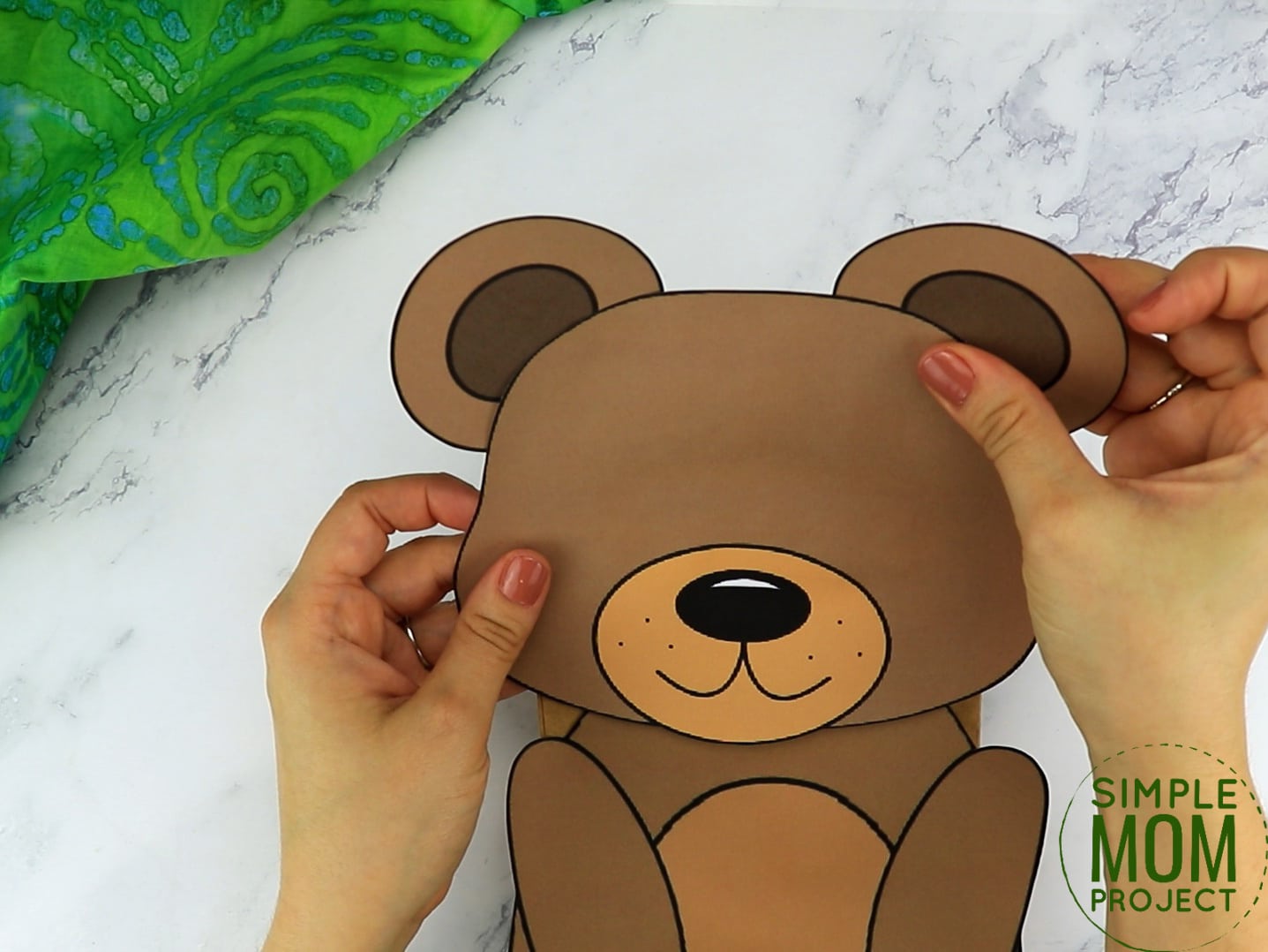 Free Printable Teddy Bear Paper Bag Puppet Template for Kids Preschoolers and toddlers