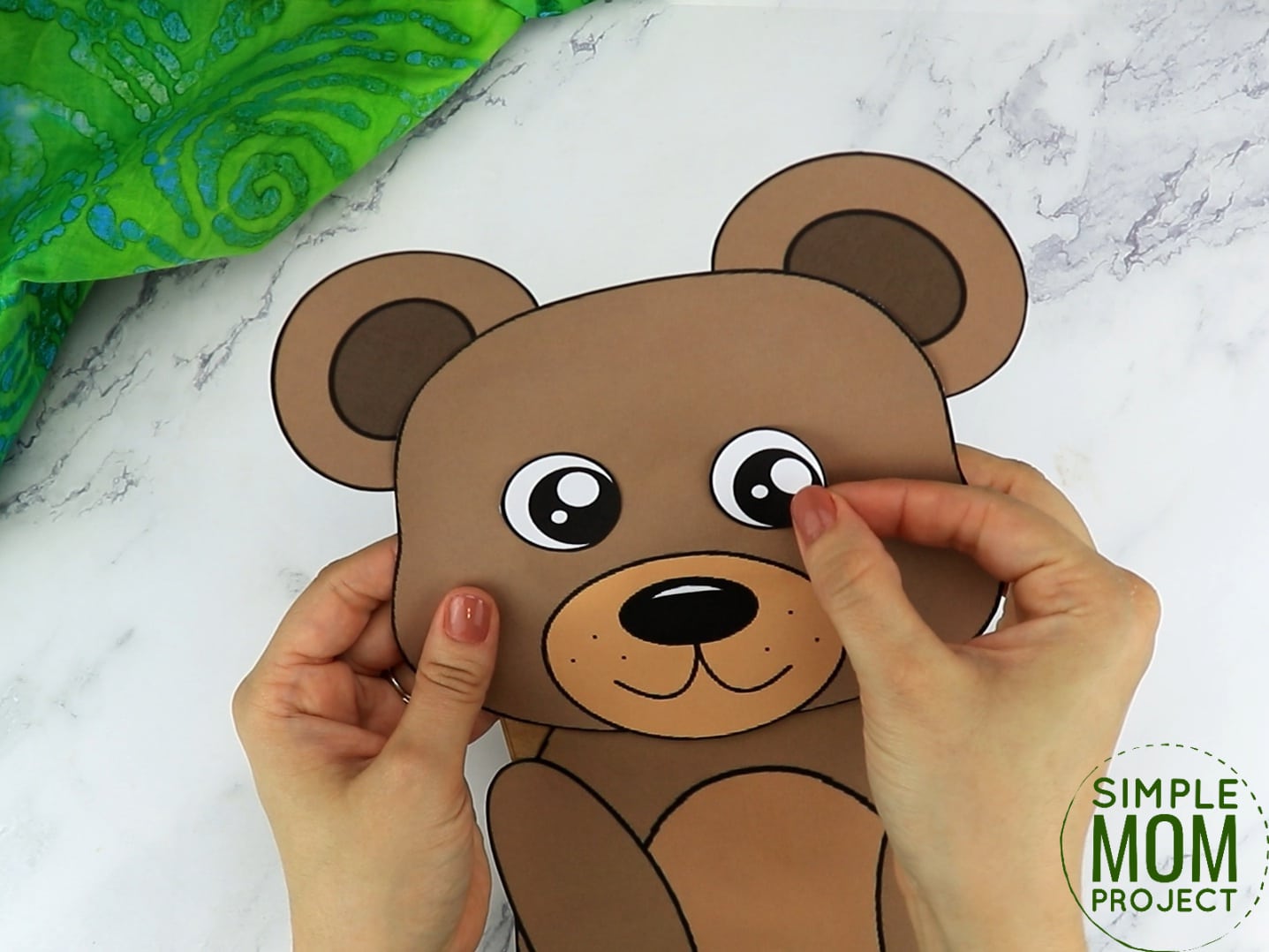 Free Printable Teddy Bear Paper Bag Puppet Template for Kids Preschoolers and toddlers
