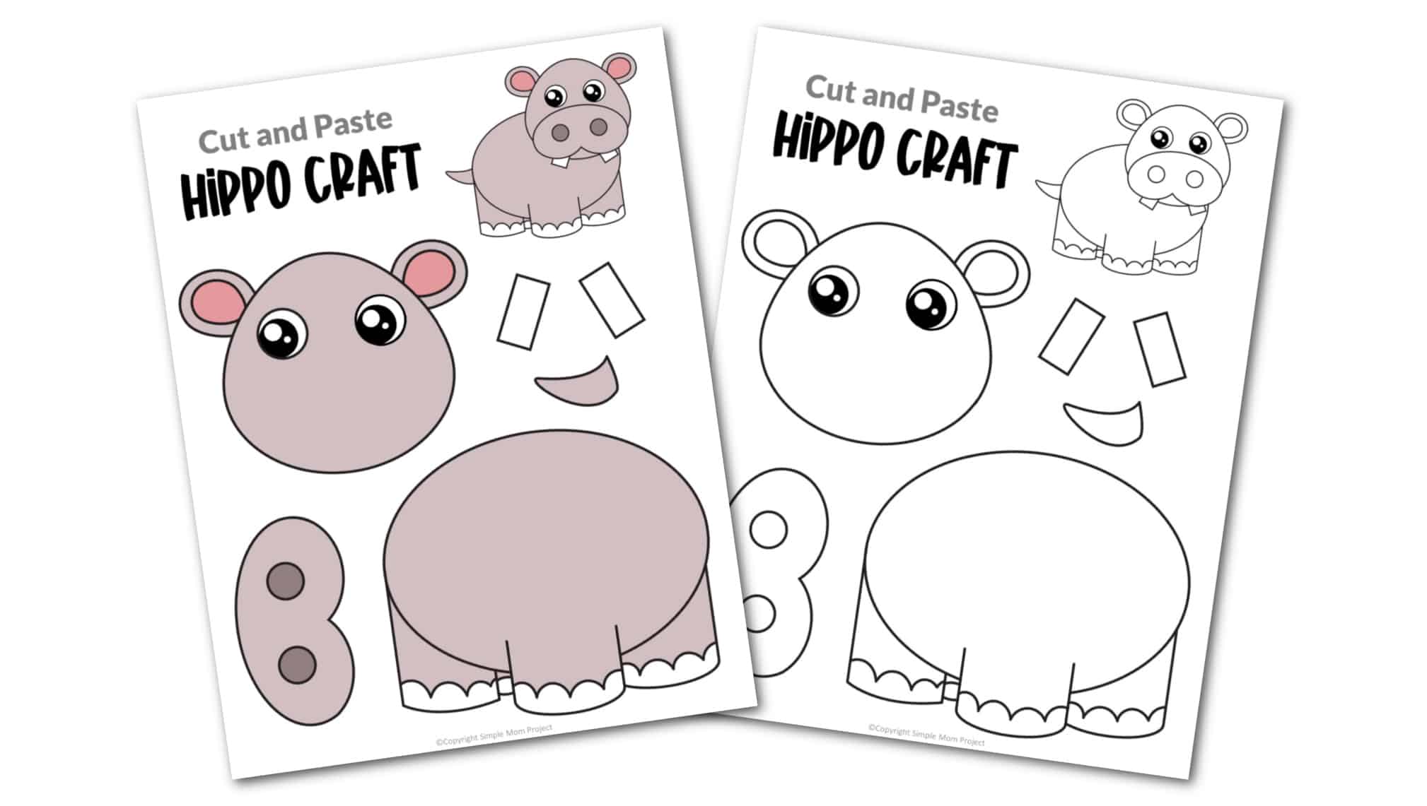 Hippo Cut and Paste Craft for Toddlers, Preschoolers and Kindergarteners Convertkit