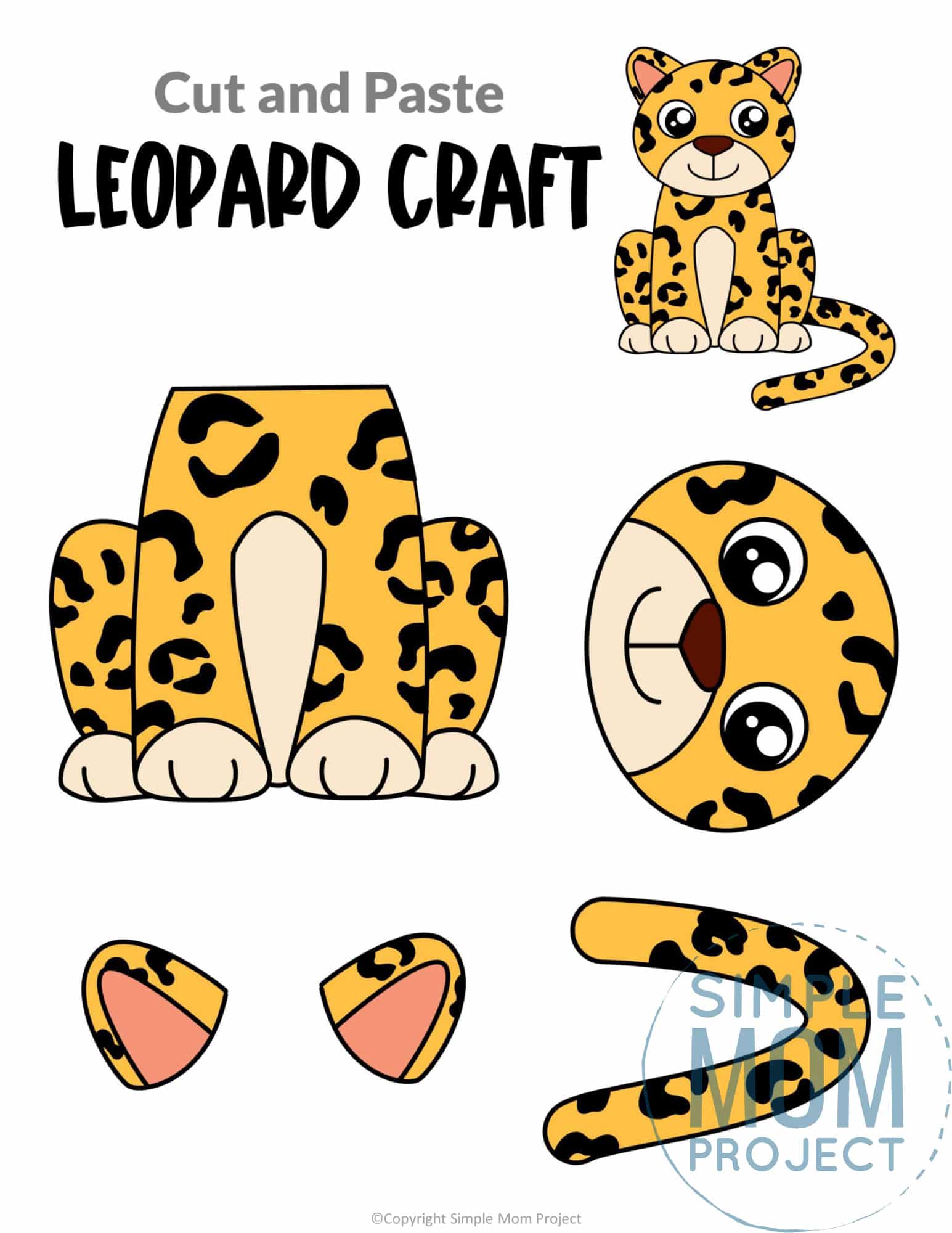 Leopard Cut and Paste Craft for Toddlers, Preschoolers and Kindergarteners