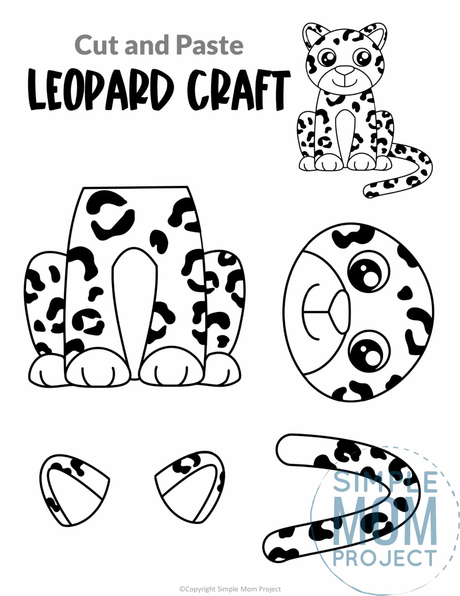 Leopard Cut and Paste Craft for Toddlers, Preschoolers and Kindergarteners