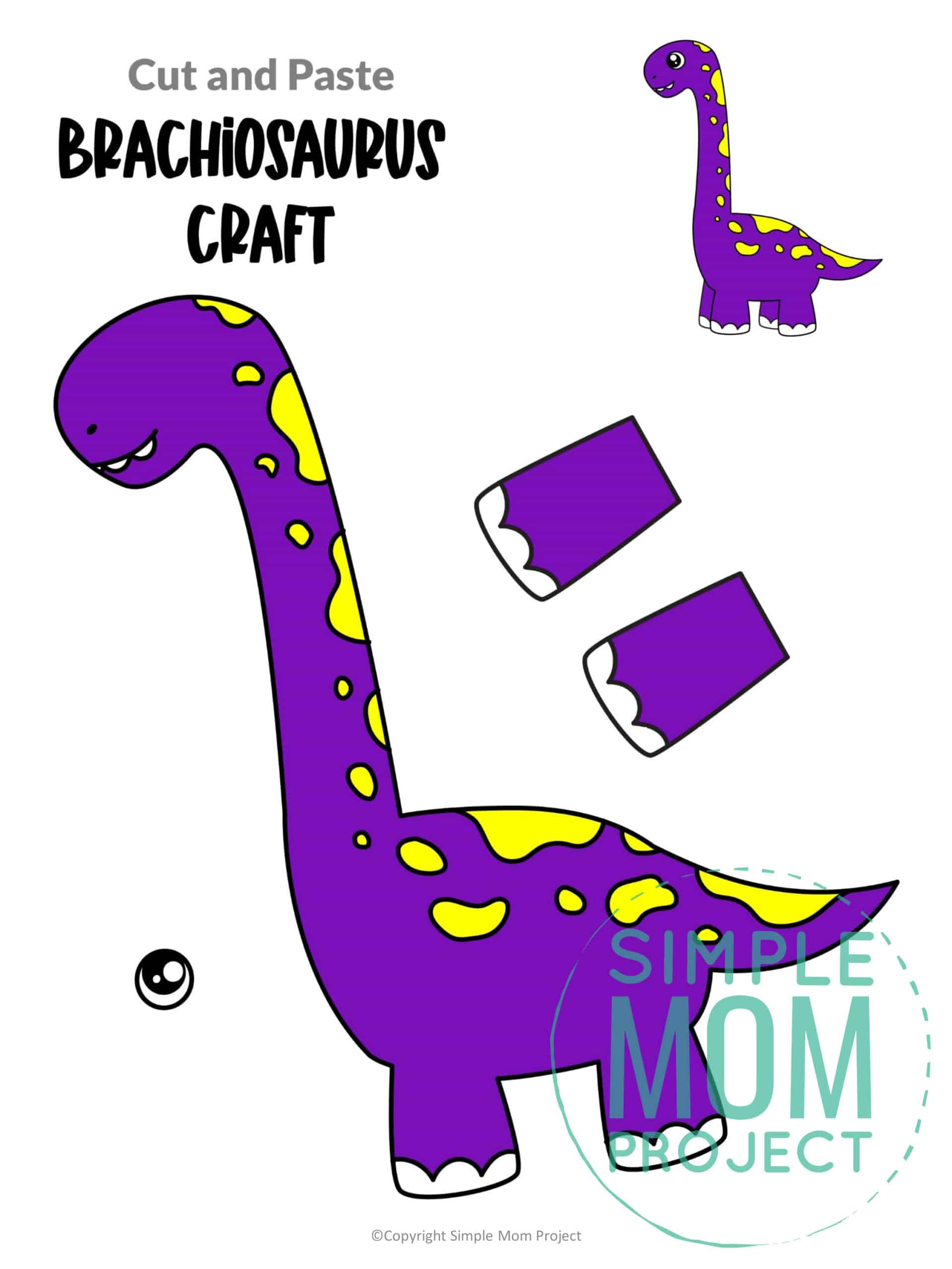 Free Printable Brachiosaurus Dinosaur Craft for Preschoolers, toddlers and kindergartners