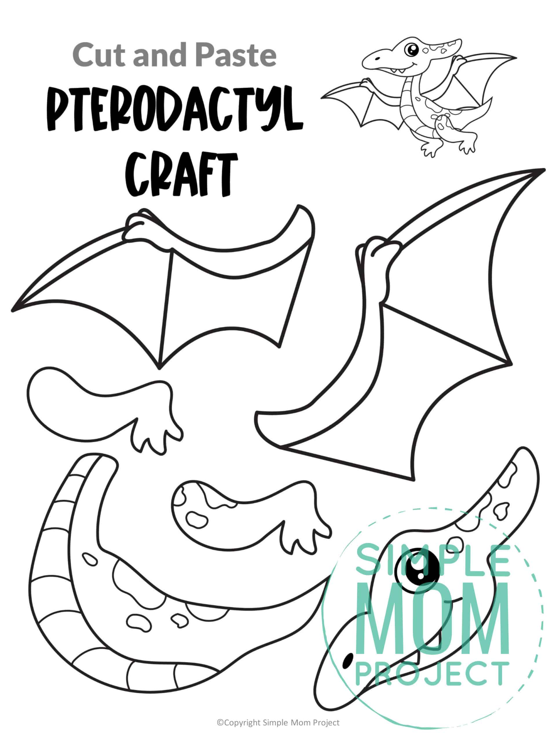 Free Printable Pterodactyl Dinosaur Craft for Preschoolers, toddlers and kindergartners