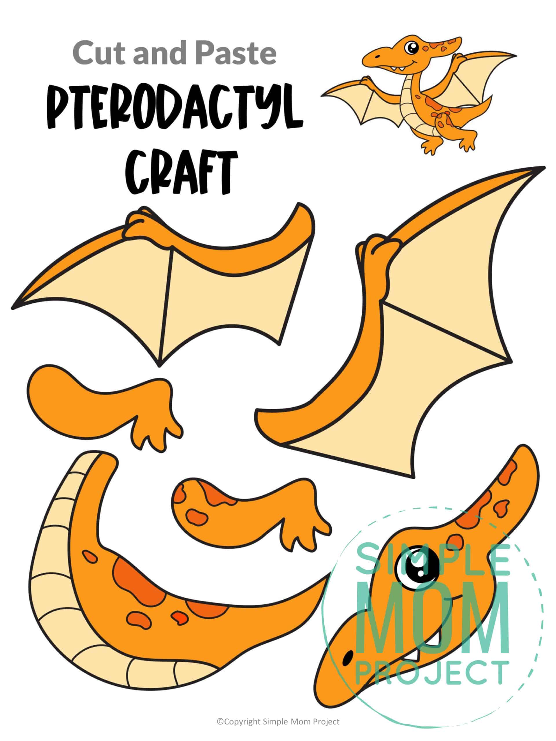 Free Printable Pterodactyl Dinosaur Craft for Preschoolers, toddlers and kindergartners