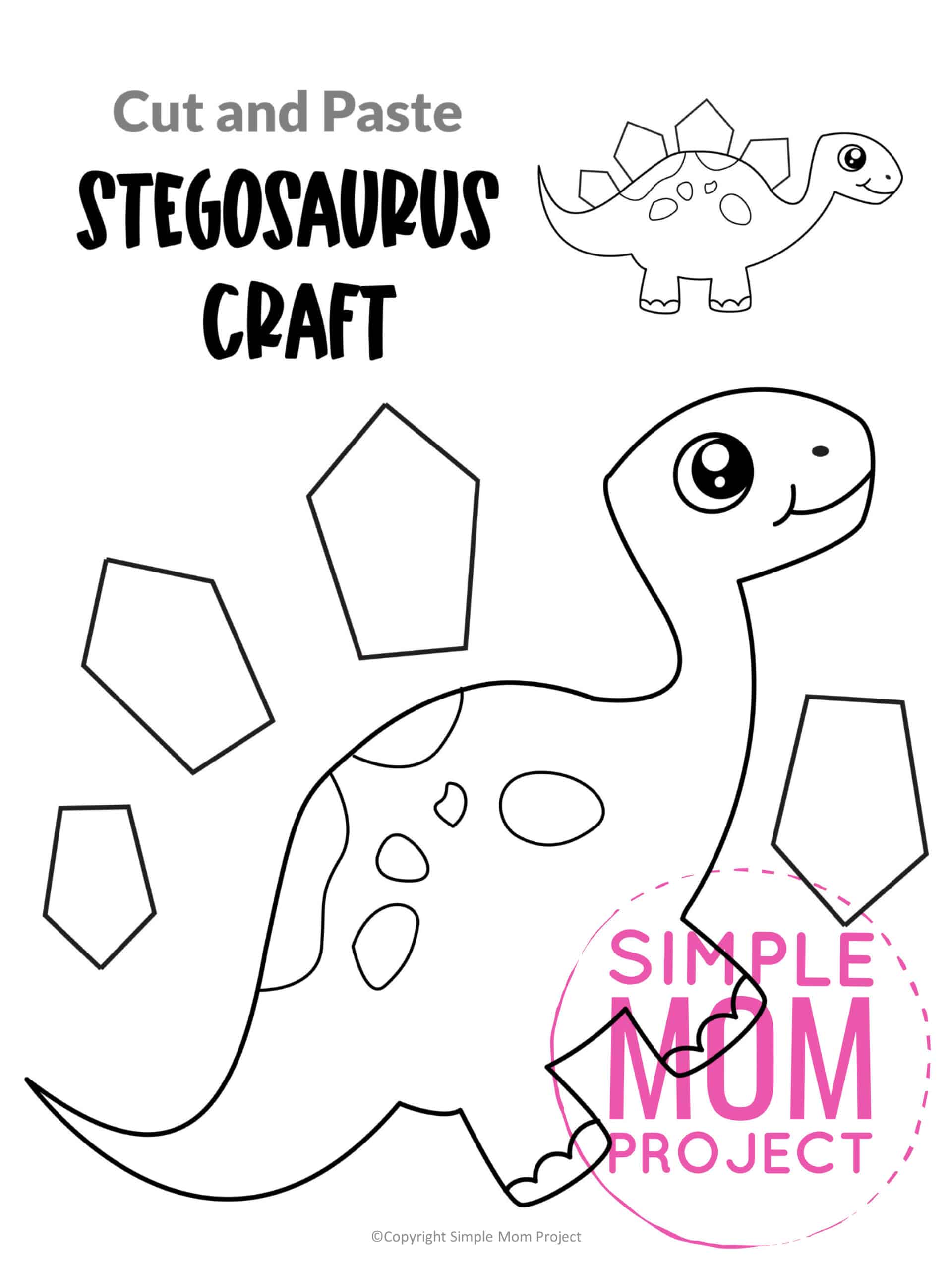 Free Printable Stegosaurus Dinosaur Craft for Preschoolers, toddlers and kindergartners