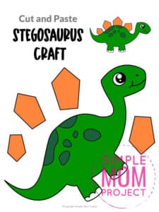 Free Printable Stegosaurus Dinosaur Craft for Preschoolers, toddlers and kindergartners