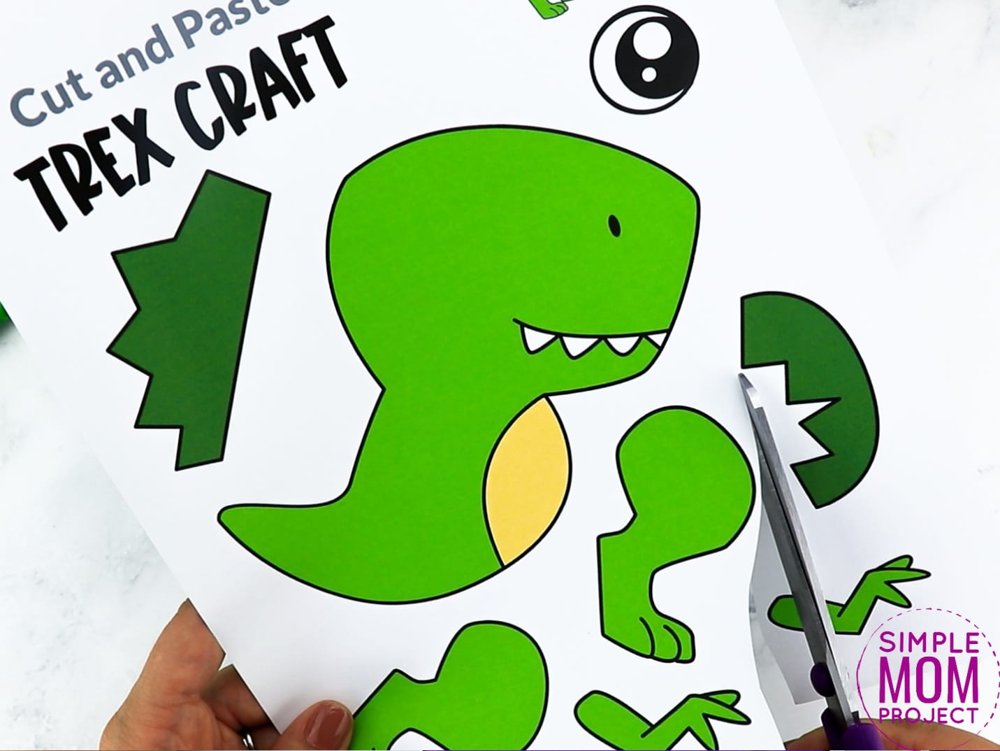 Free Printable Trex Dinosaur Craft for Preschoolers, toddlers and kindergartners