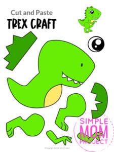 Free Printable Trex Dinosaur Craft for Preschoolers, toddlers and kindergartners