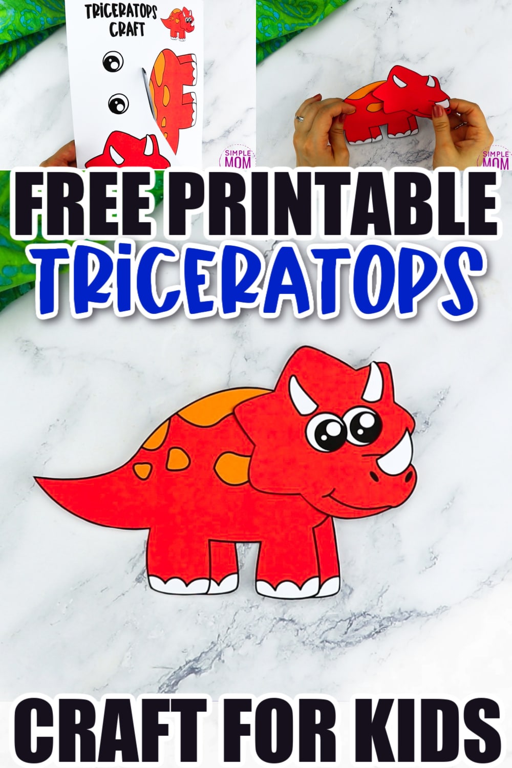 Free Printable Triceratops Dinosaur Craft for Preschoolers, toddlers and kindergartners