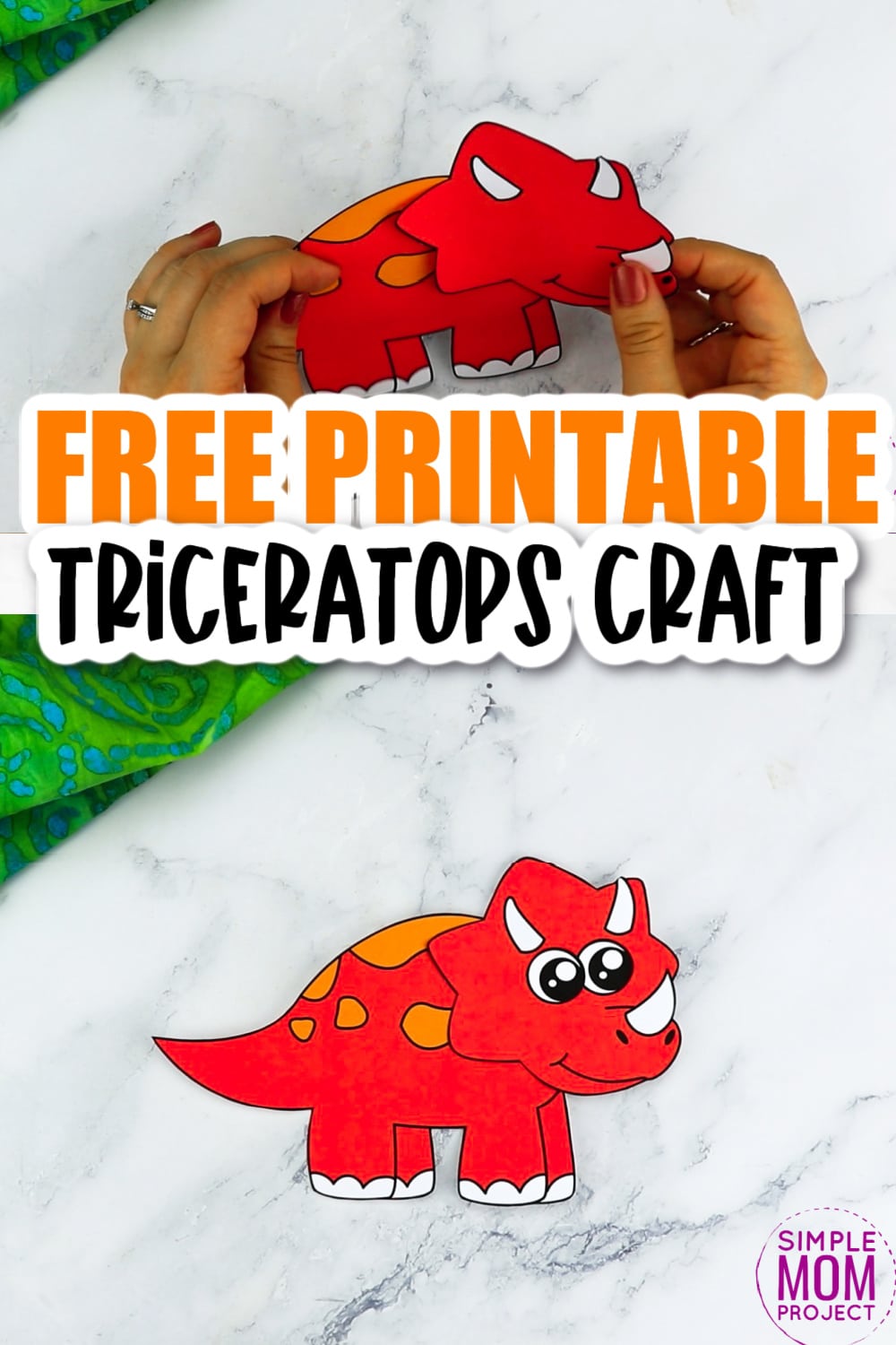 Free Printable Triceratops Dinosaur Craft for Preschoolers, toddlers and kindergartners