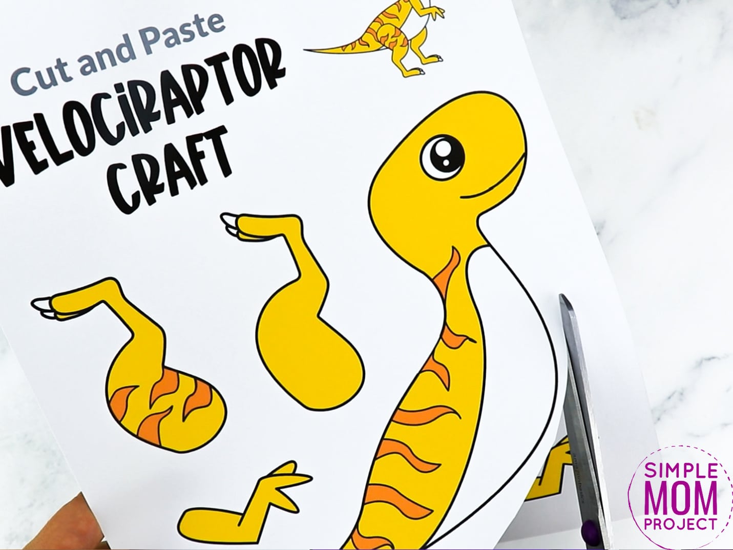 Free Printable Velociraptor Dinosaur Craft for Preschoolers, toddlers and kindergartners