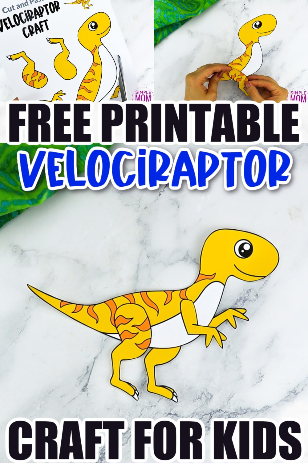 Free Printable Velociraptor Dinosaur Craft for Preschoolers, toddlers and kindergartners