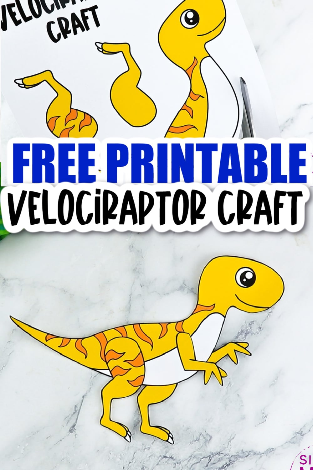 Free Printable Velociraptor Dinosaur Craft for Preschoolers, toddlers and kindergartners